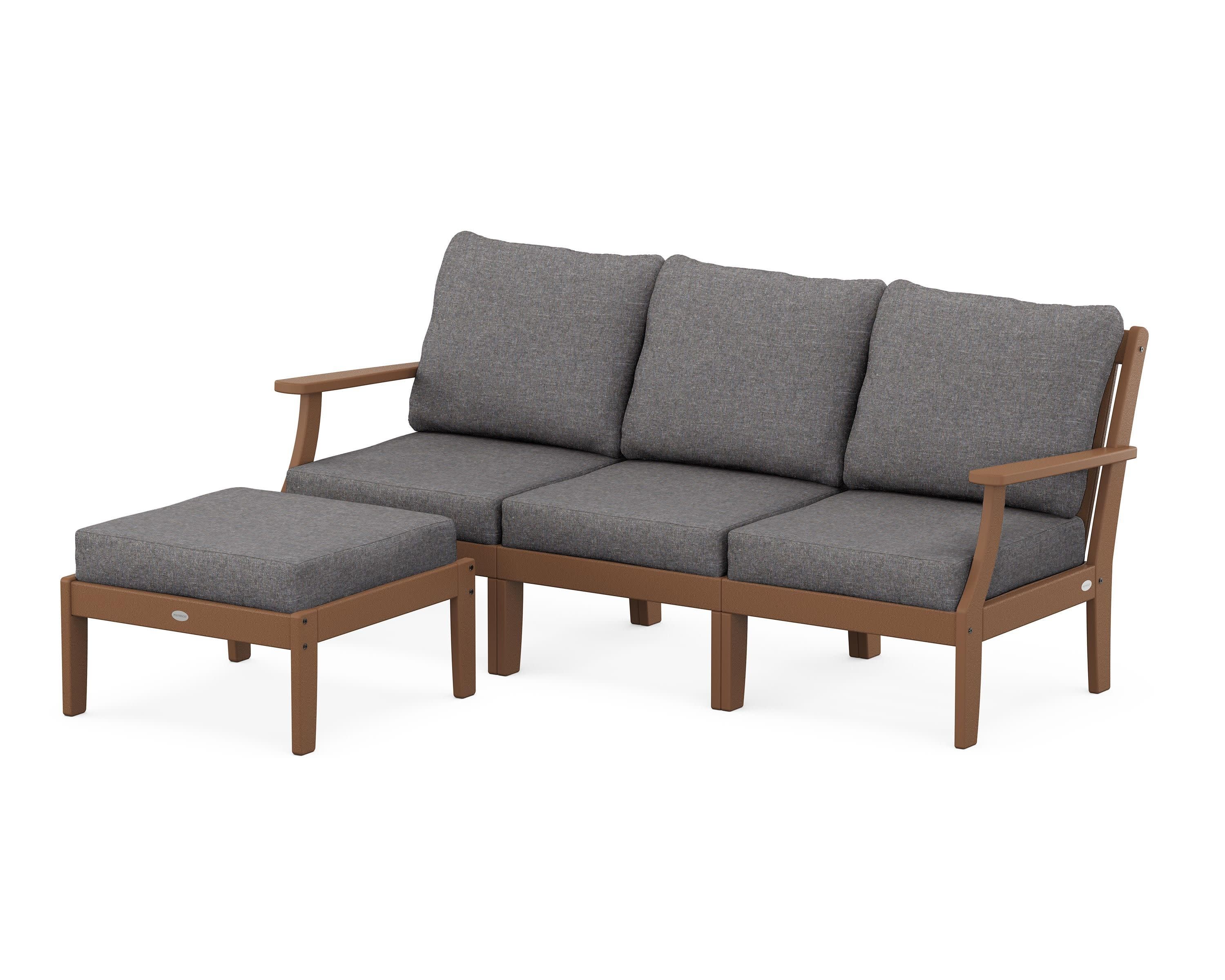 Braxton Modular 4-Piece Deep Seating Set with Ottoman in Teak / Ash Charcoal