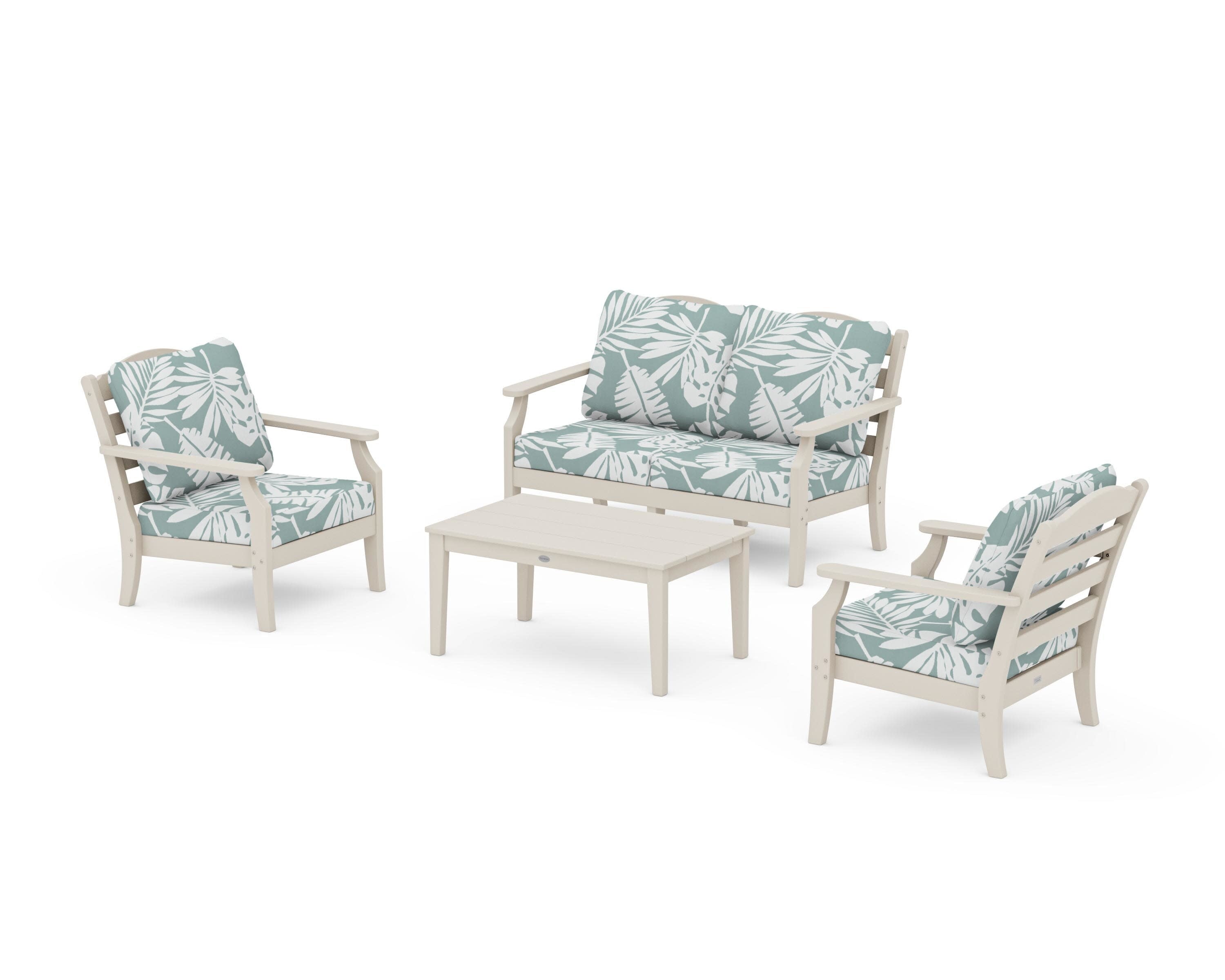 Savannah 4-Piece Deep Seating Set with Loveseat in Sand / Leaf Glacier Spa