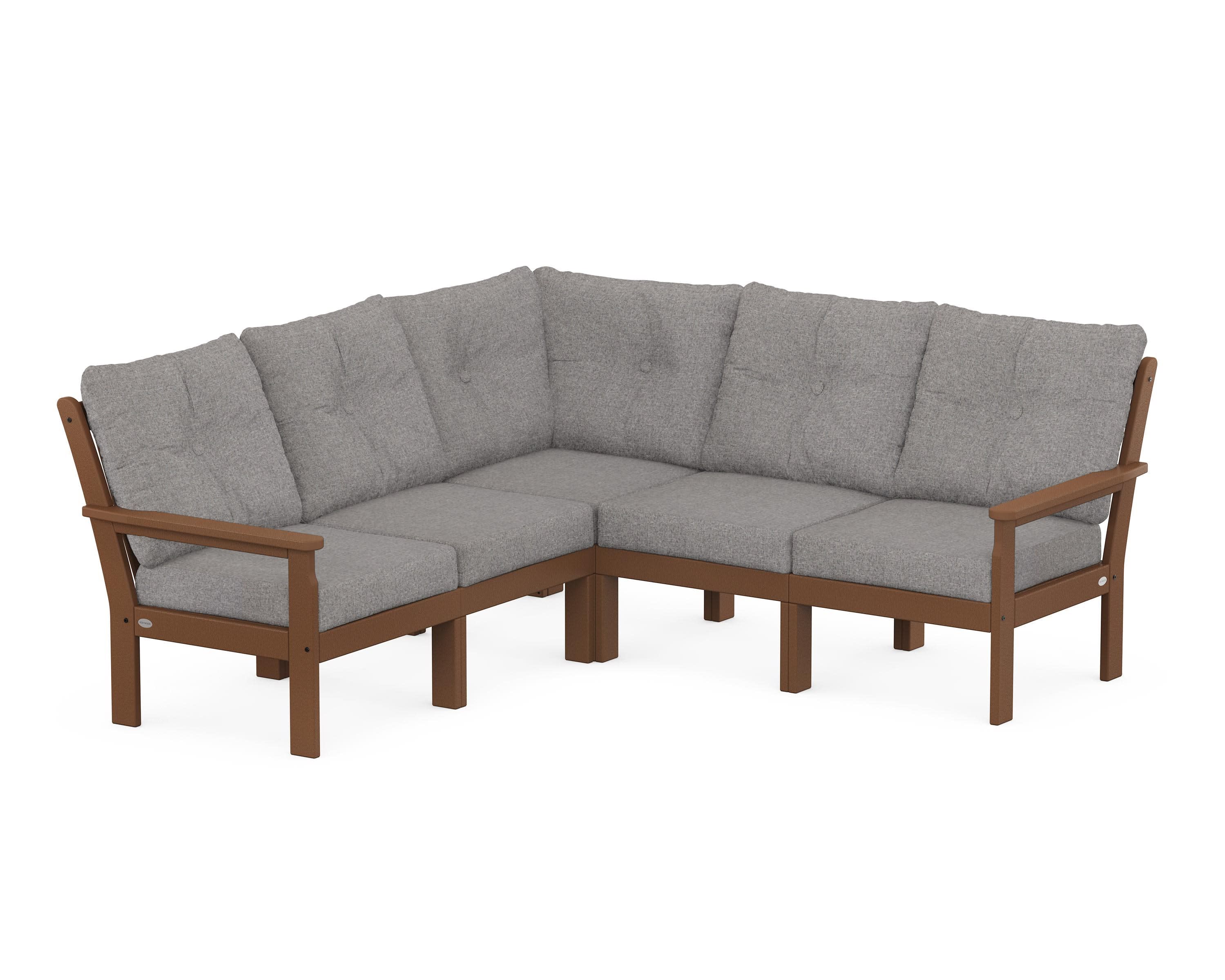 Vineyard 5-Piece Sectional in Teak / Grey Mist