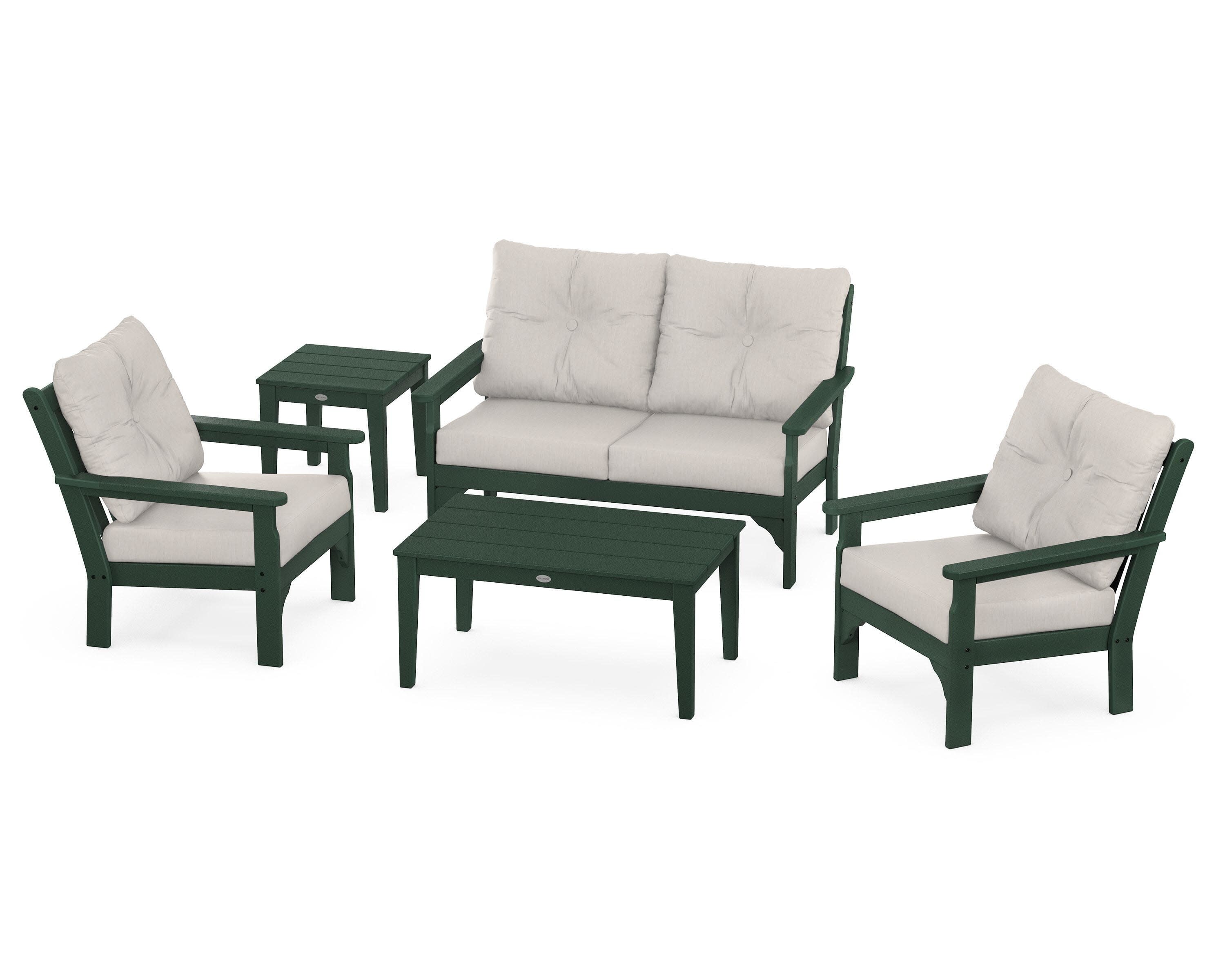 Vineyard 5-Piece Deep Seating Set in Green / Cast Ash