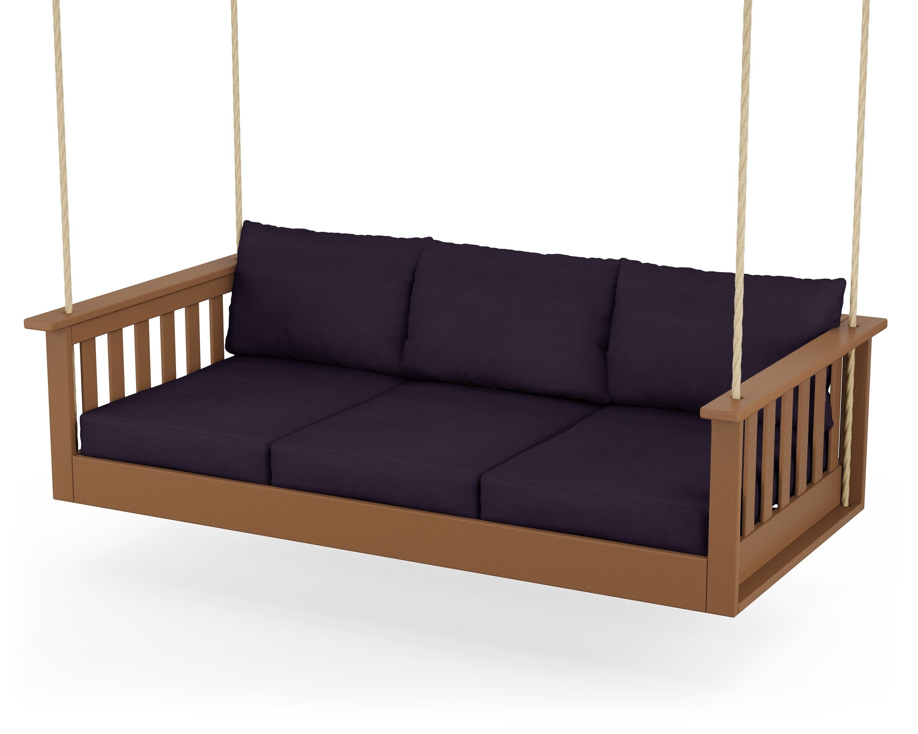 Vineyard Daybed Swing in Teak / Navy Linen