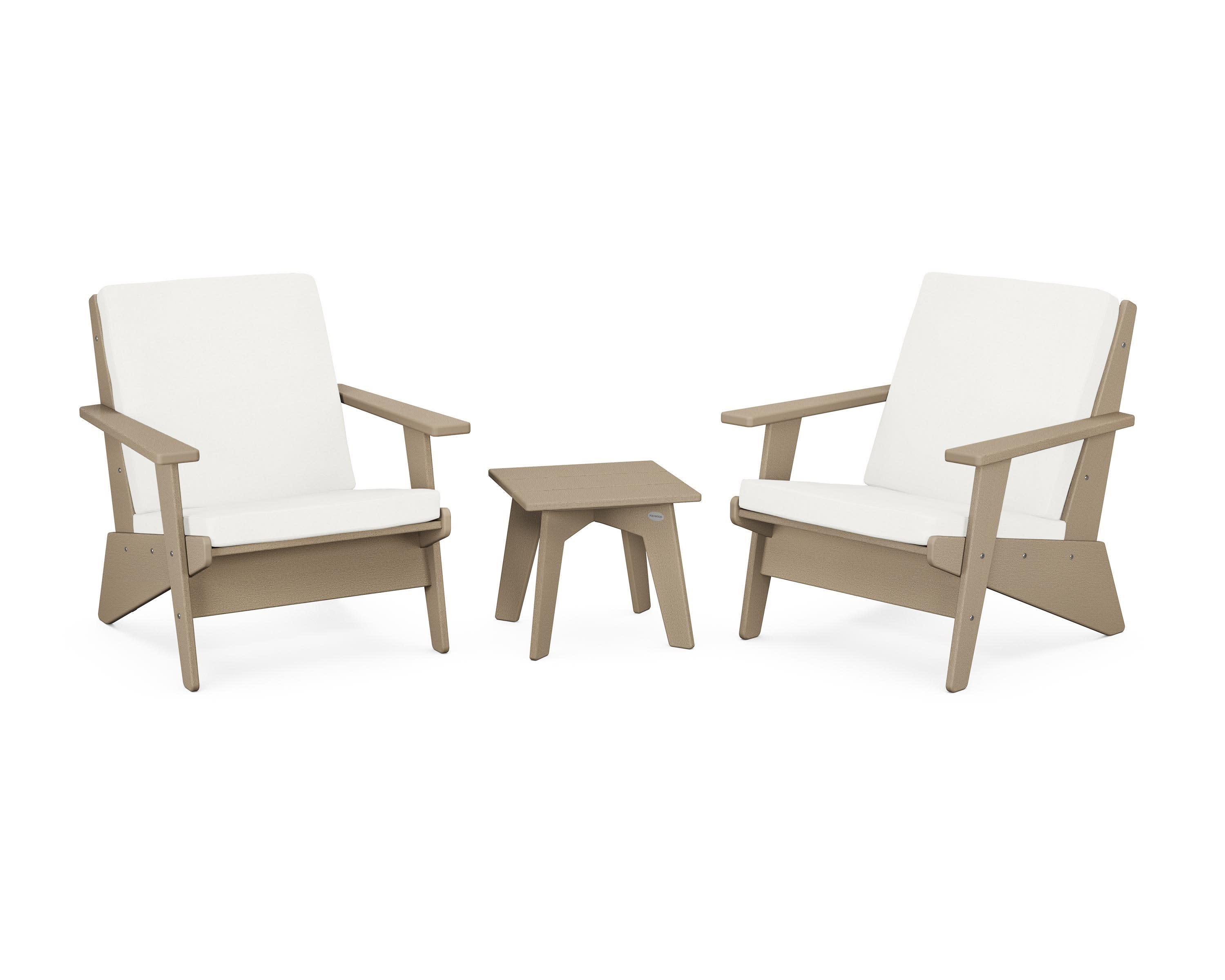 Riviera Modern Lounge 3-Piece Set in Vintage Sahara / Natural Linen