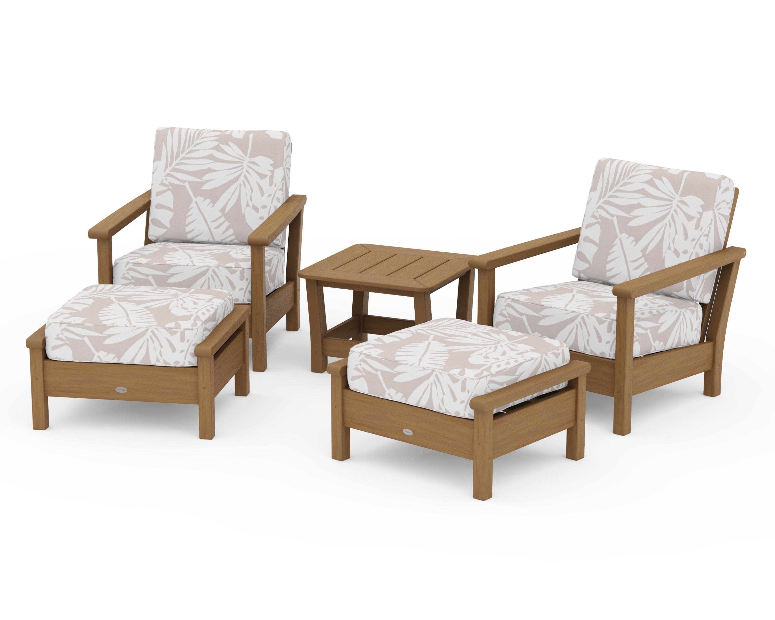 Harbour 5-Piece Deep Seating Chair Set in Natural / Leaf Dune Burlap