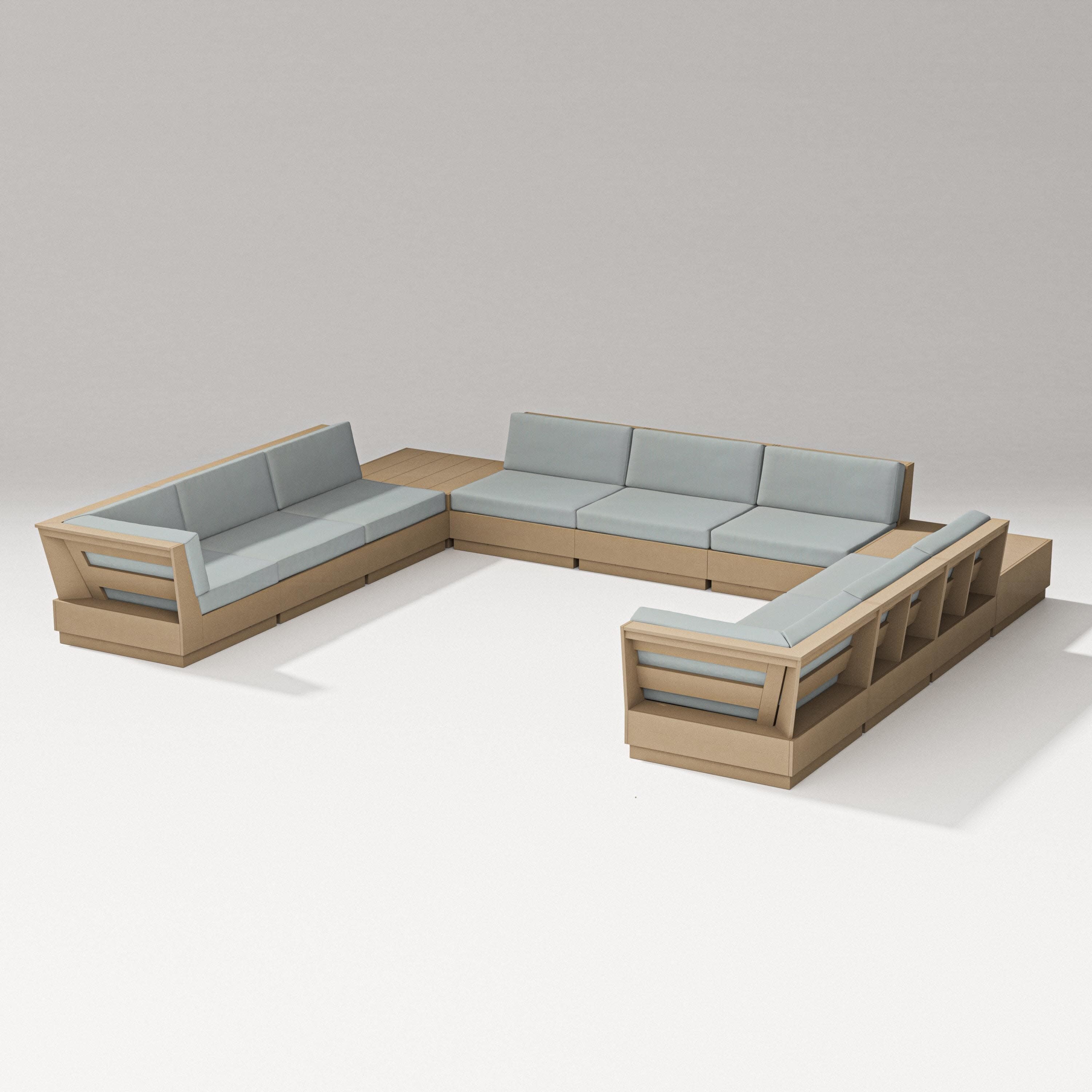 Elevate 11-Piece U-Shaped Sofa Sectional in Vintage Sahara / Spa