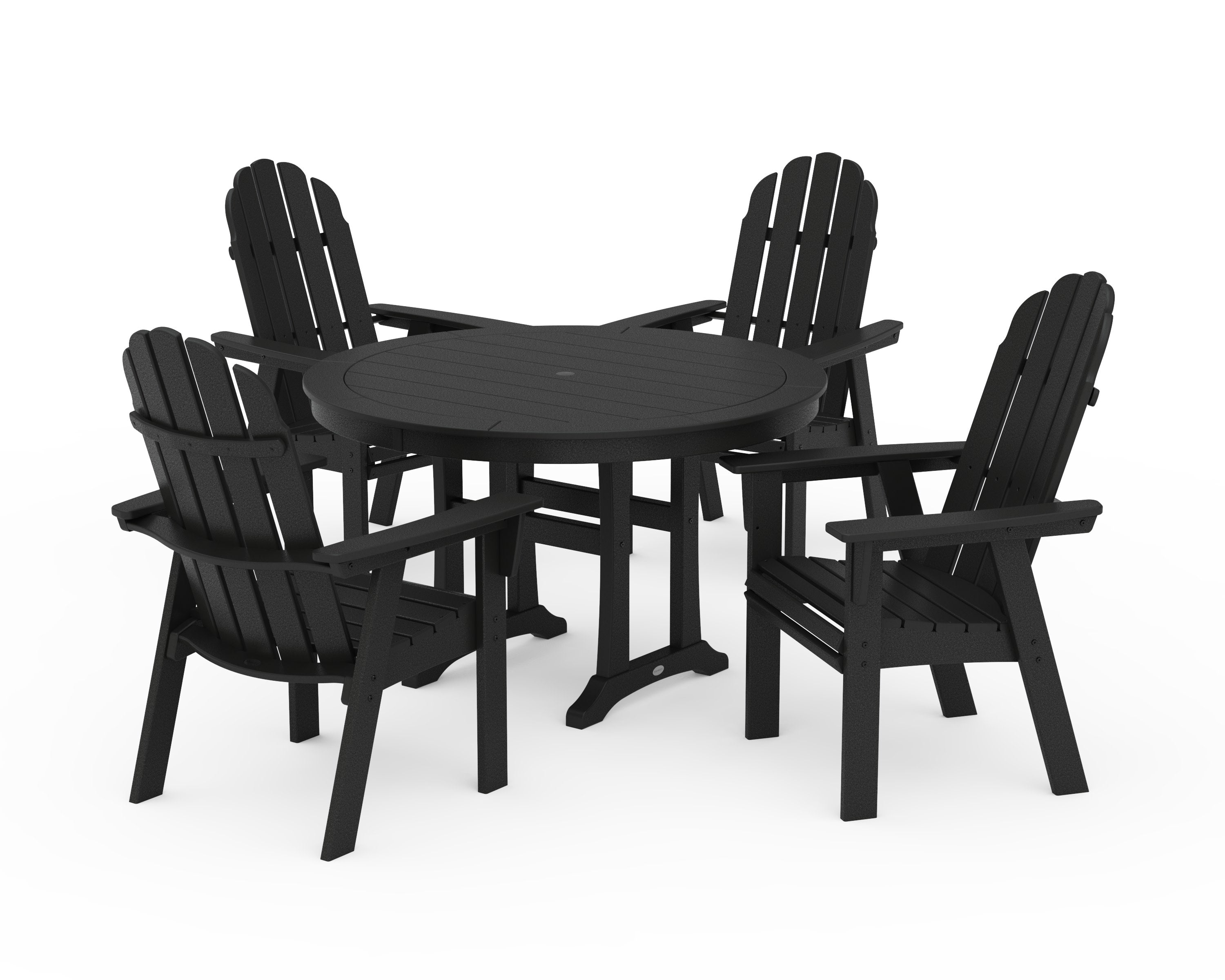 Vineyard Curveback Adirondack 5-Piece Nautical Trestle Dining Set in Black