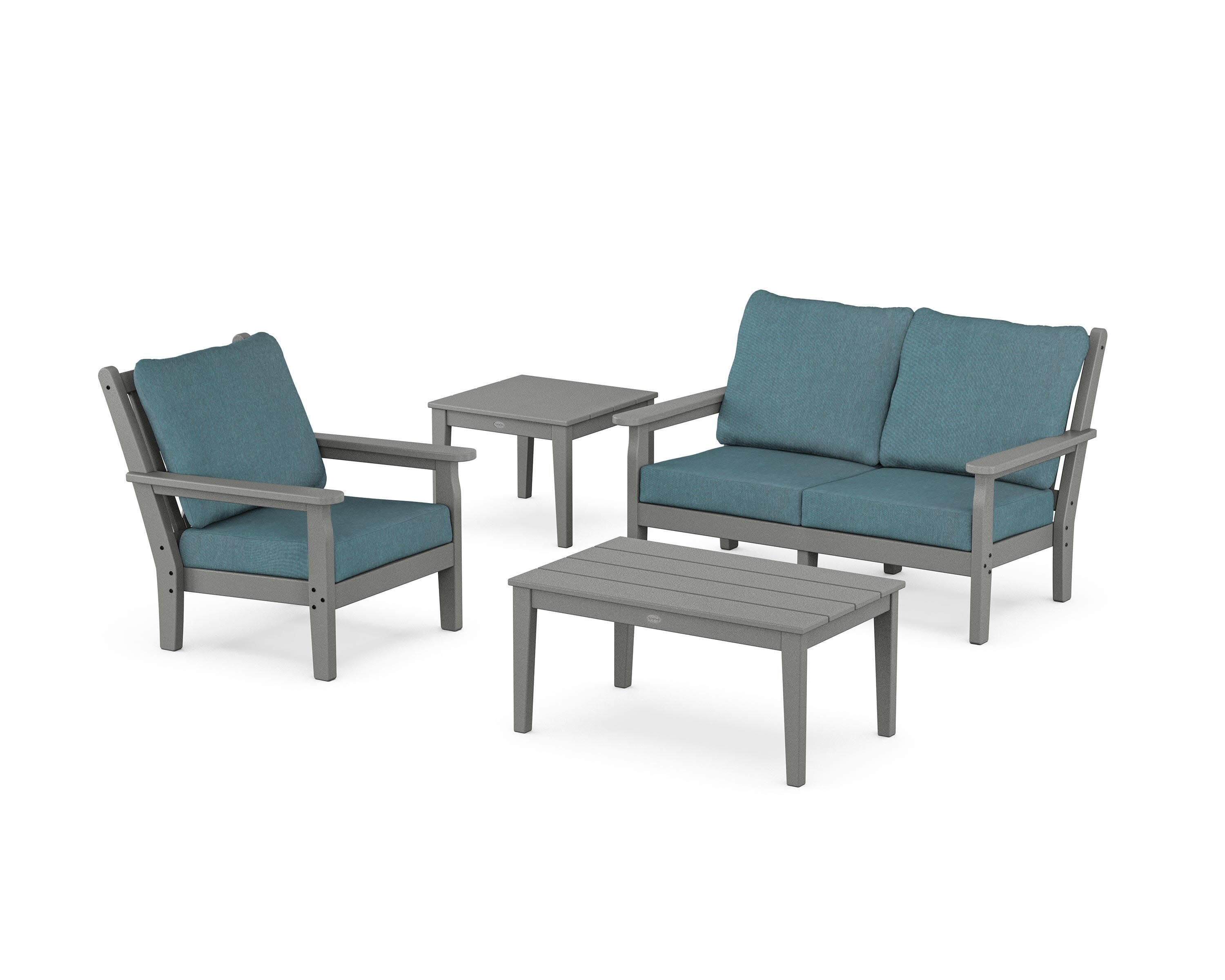 Chippendale 4-Piece Deep Seating Set in Slate Grey / Ocean Teal
