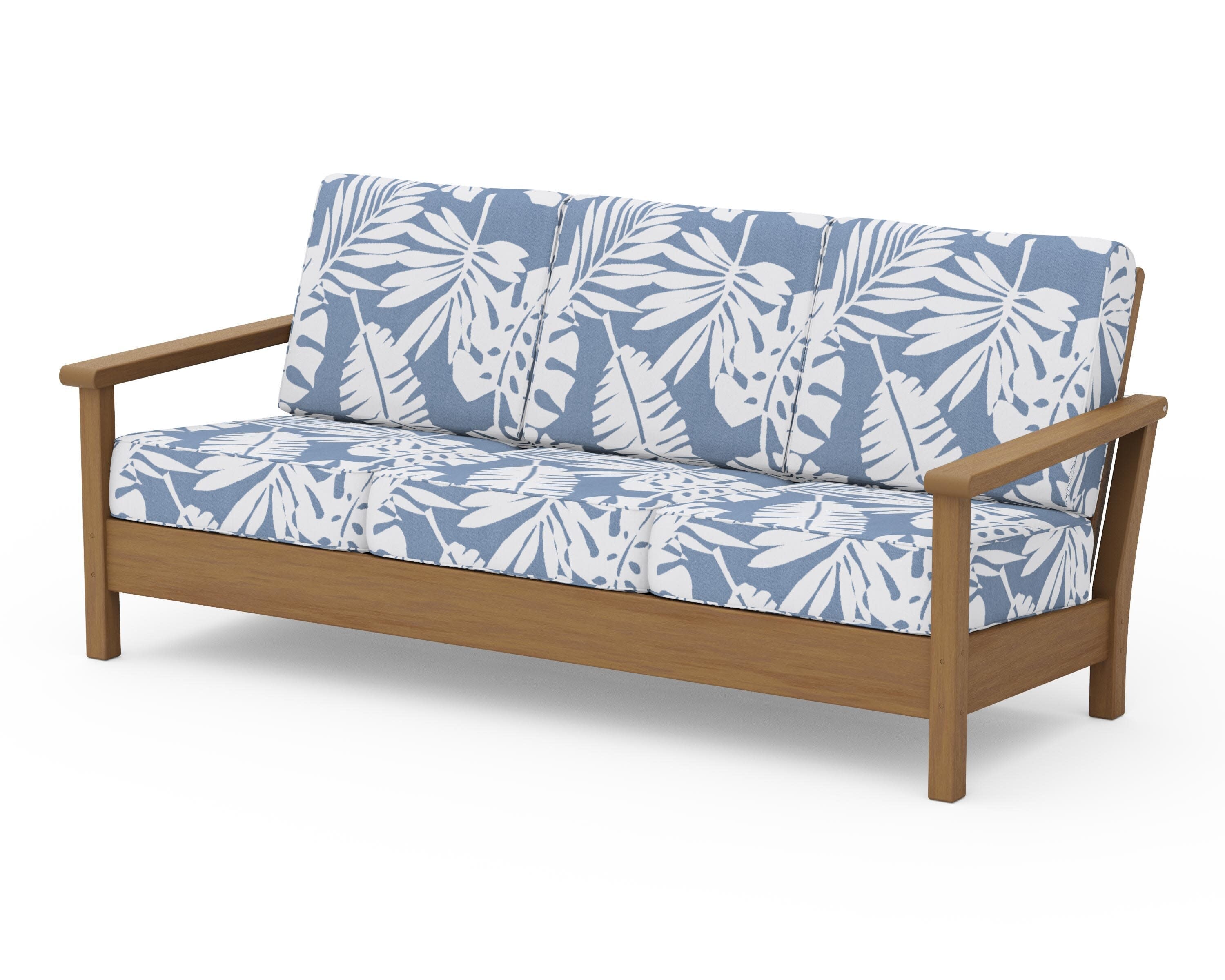 Harbour Deep Seating Sofa in Natural / Leaf Sky Blue