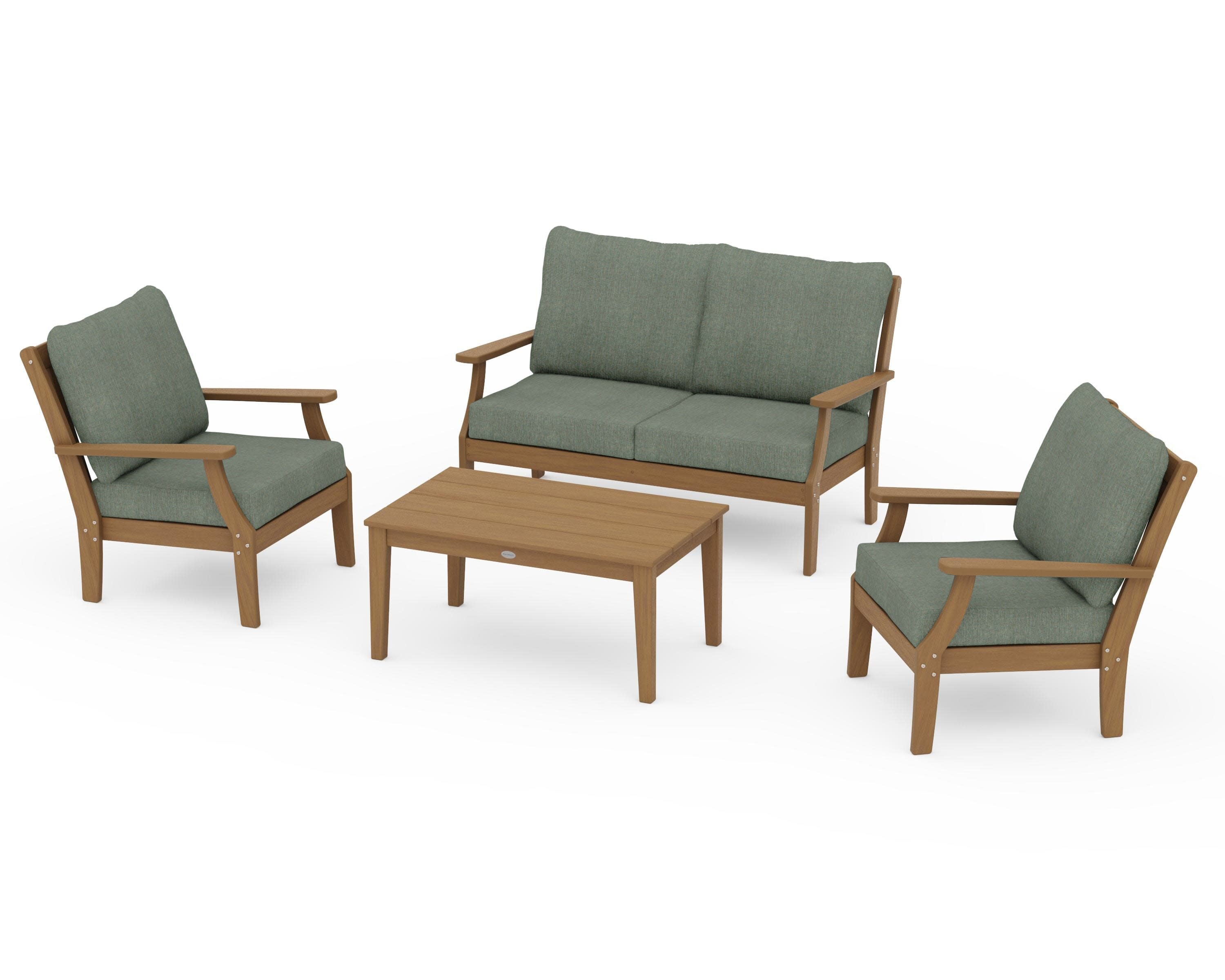 Braxton 4-Piece Deep Seating Chair Set in Natural / Cast Sage