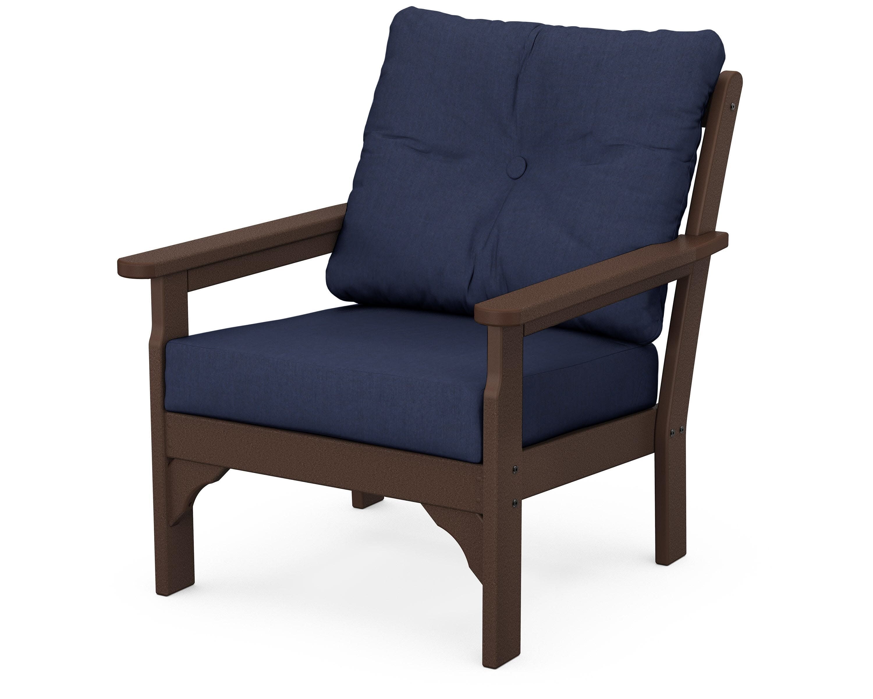 Vineyard Deep Seating Chair in Mahogany / Spectrum Indigo