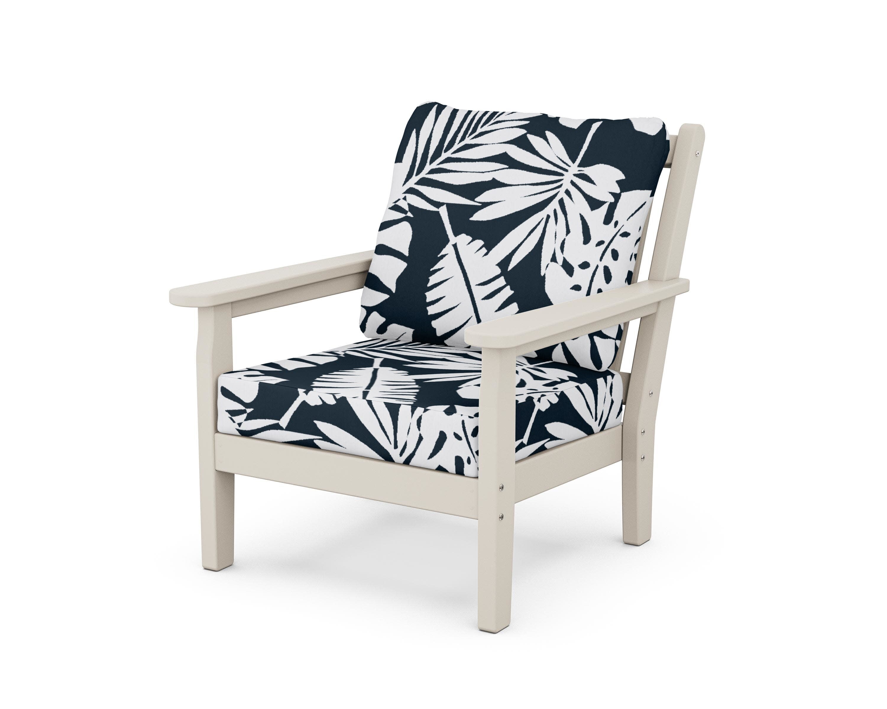 Chippendale Deep Seating Chair in Sand / Leaf Marine Indigo
