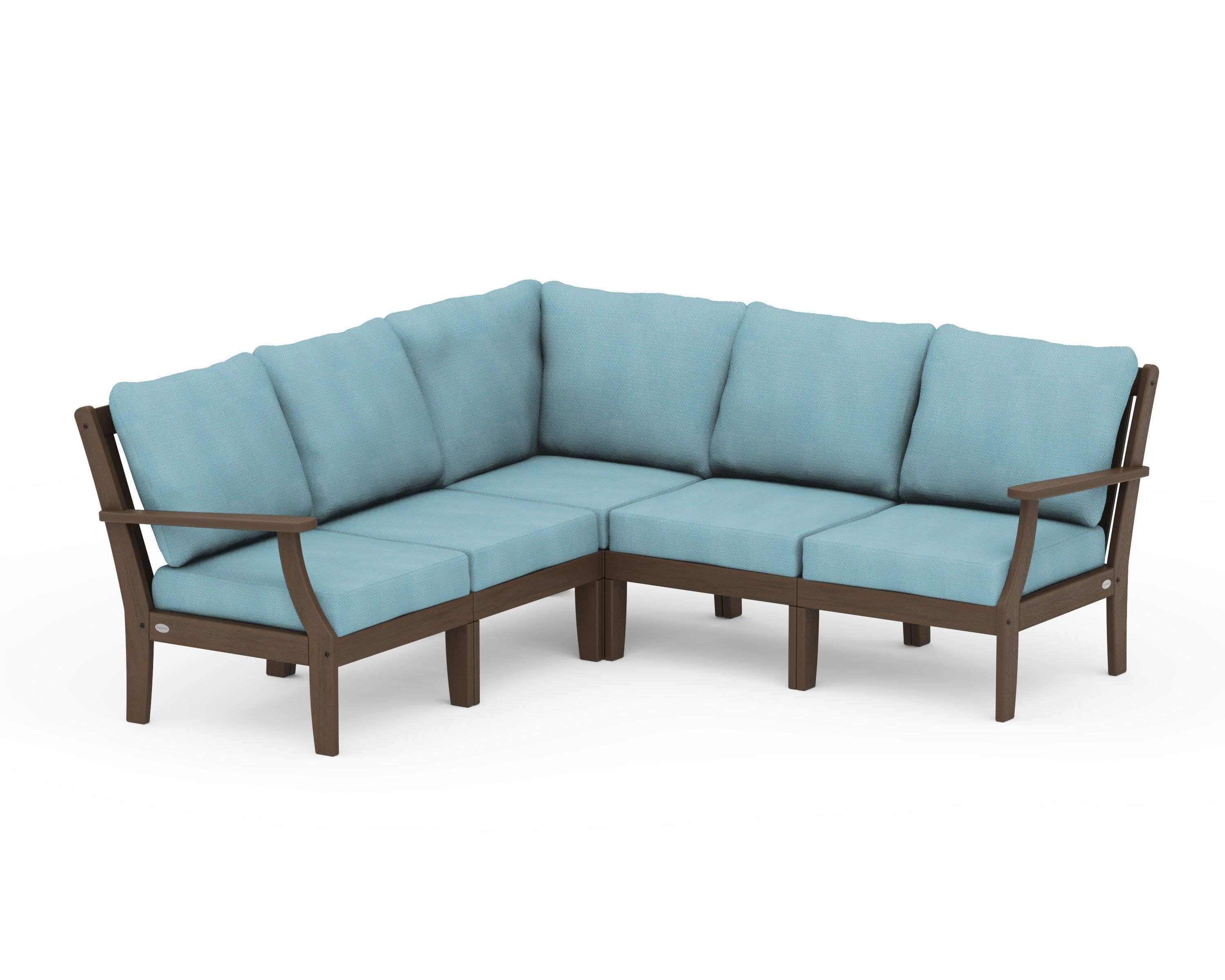 Braxton Modular 5-Piece Deep Seating Set in Kona / Lattice Sky Blue