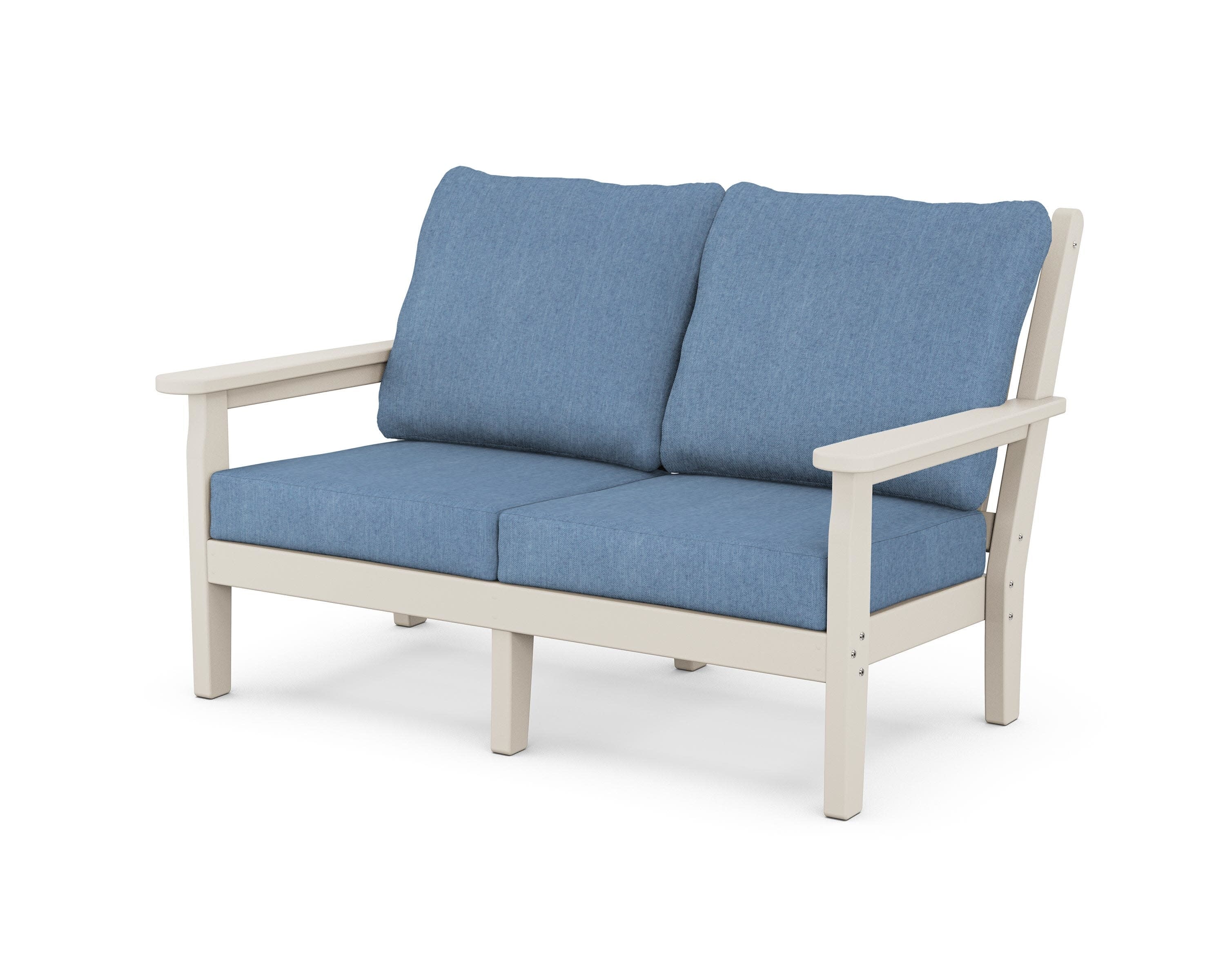 Chippendale Deep Seating Loveseat in Sand / Sky Blue
