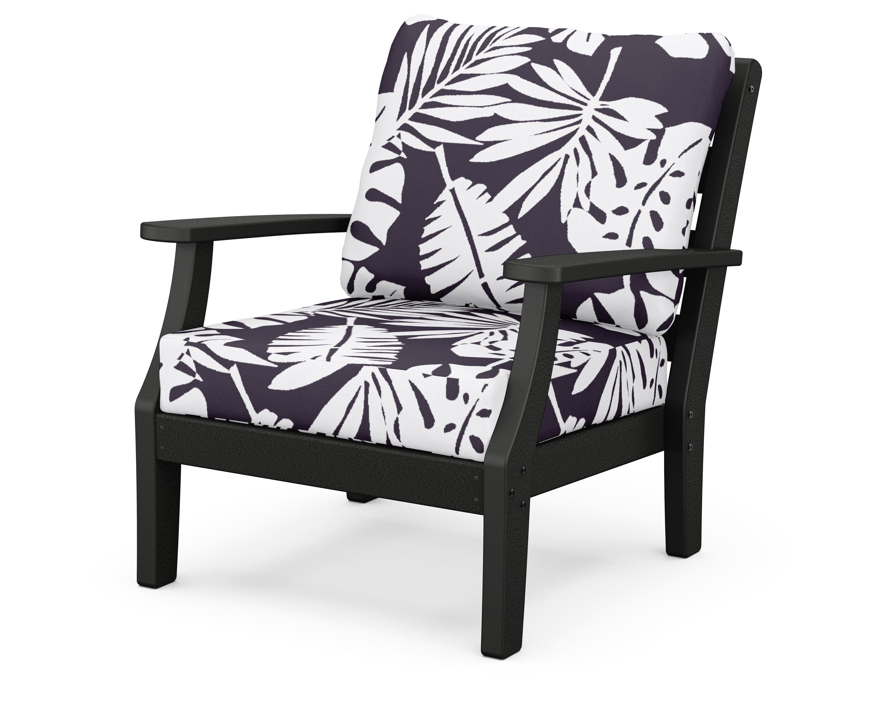 Chesapeake Deep Seating Chair in Black / Leaf Navy