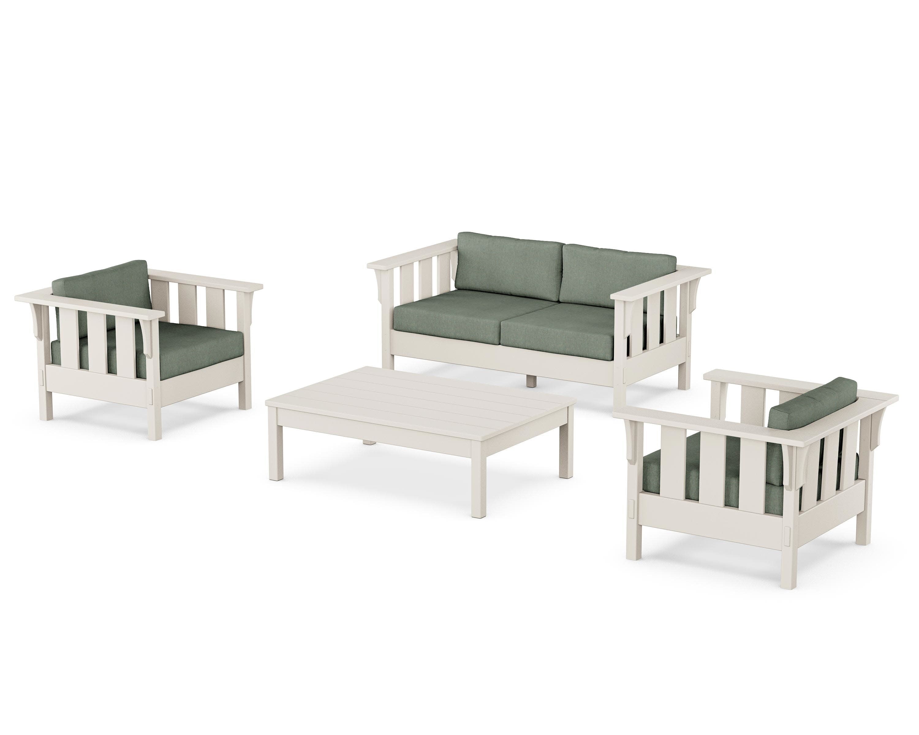 Acadia 4-Piece Deep Seating Set with Loveseat in Sand / Cast Sage