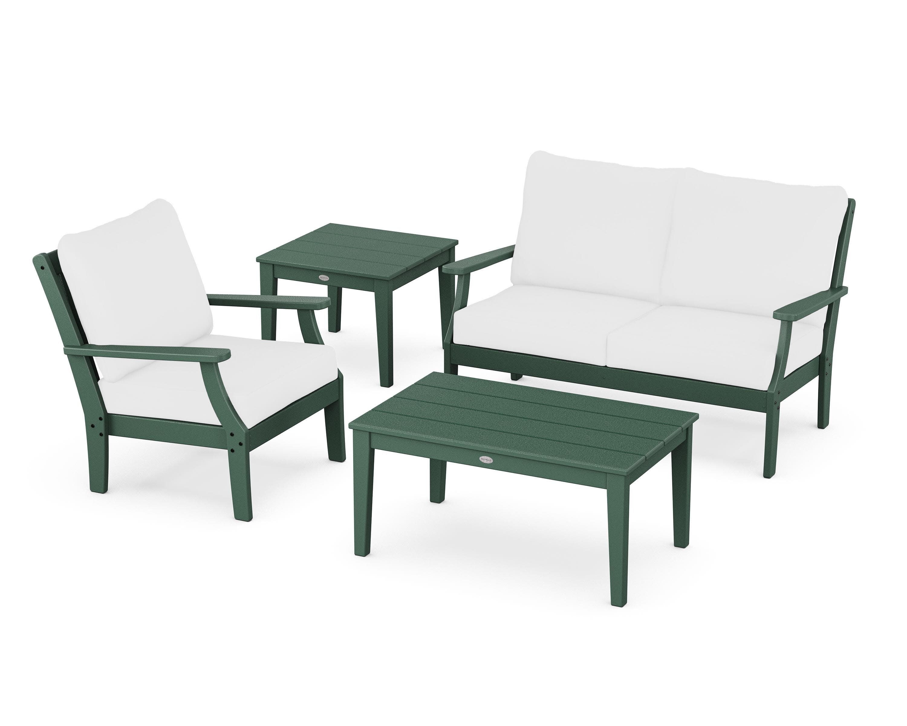 Braxton 4-Piece Deep Seating Set in Green / Natural
