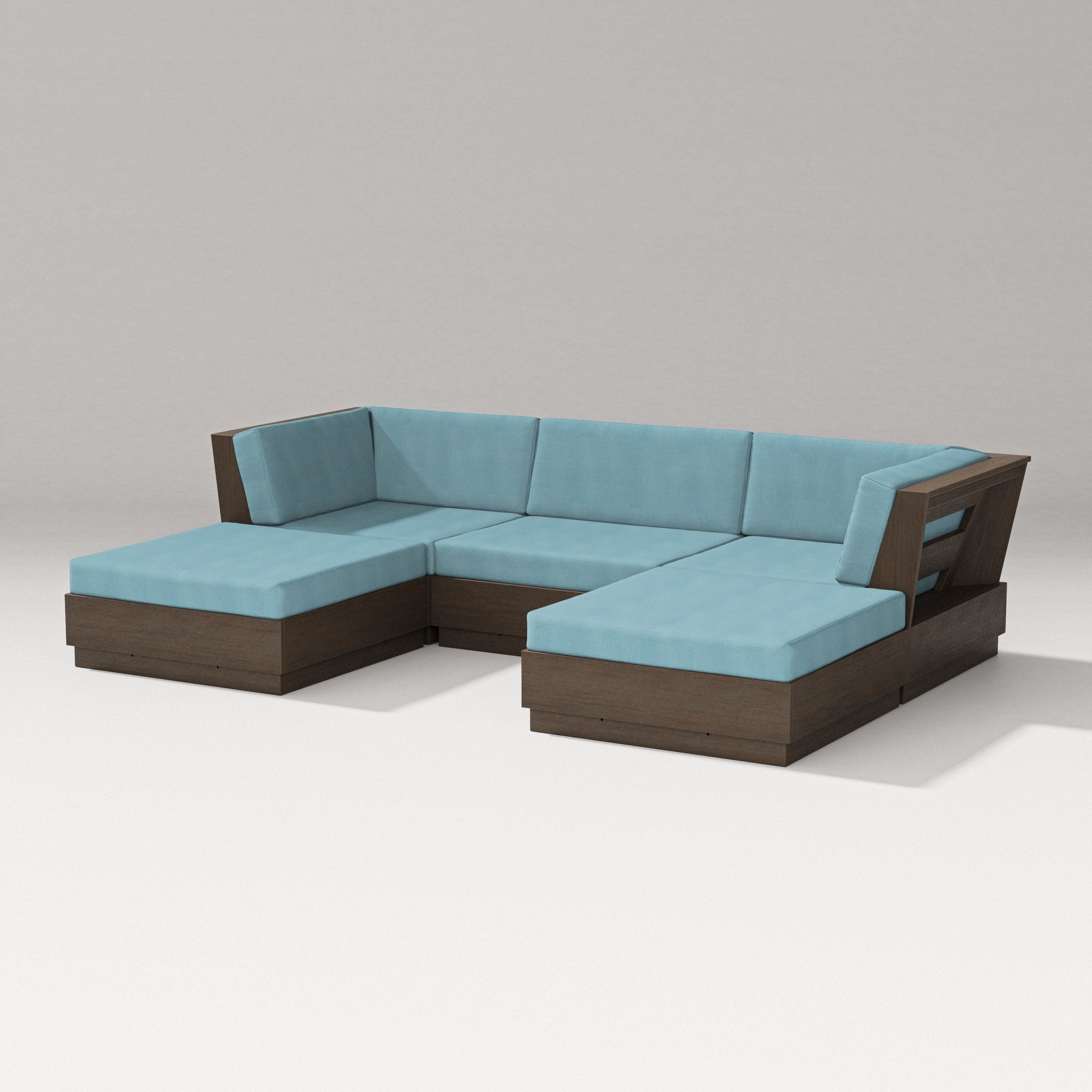 Elevate Double Chaise Sectional in Kona / Lattice Sky Blue