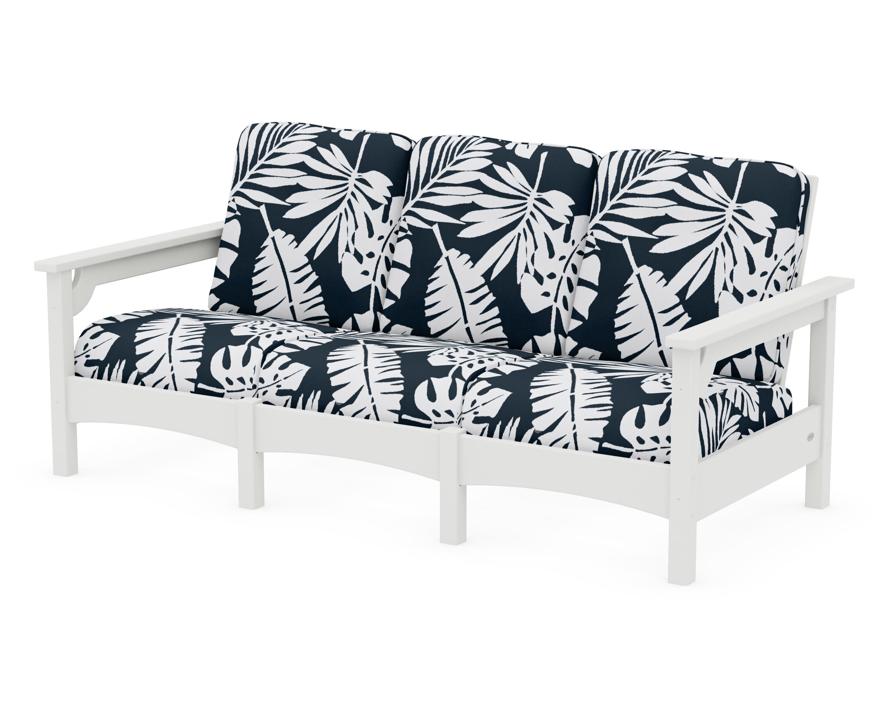 Club Sofa in Vintage White / Leaf Marine Indigo