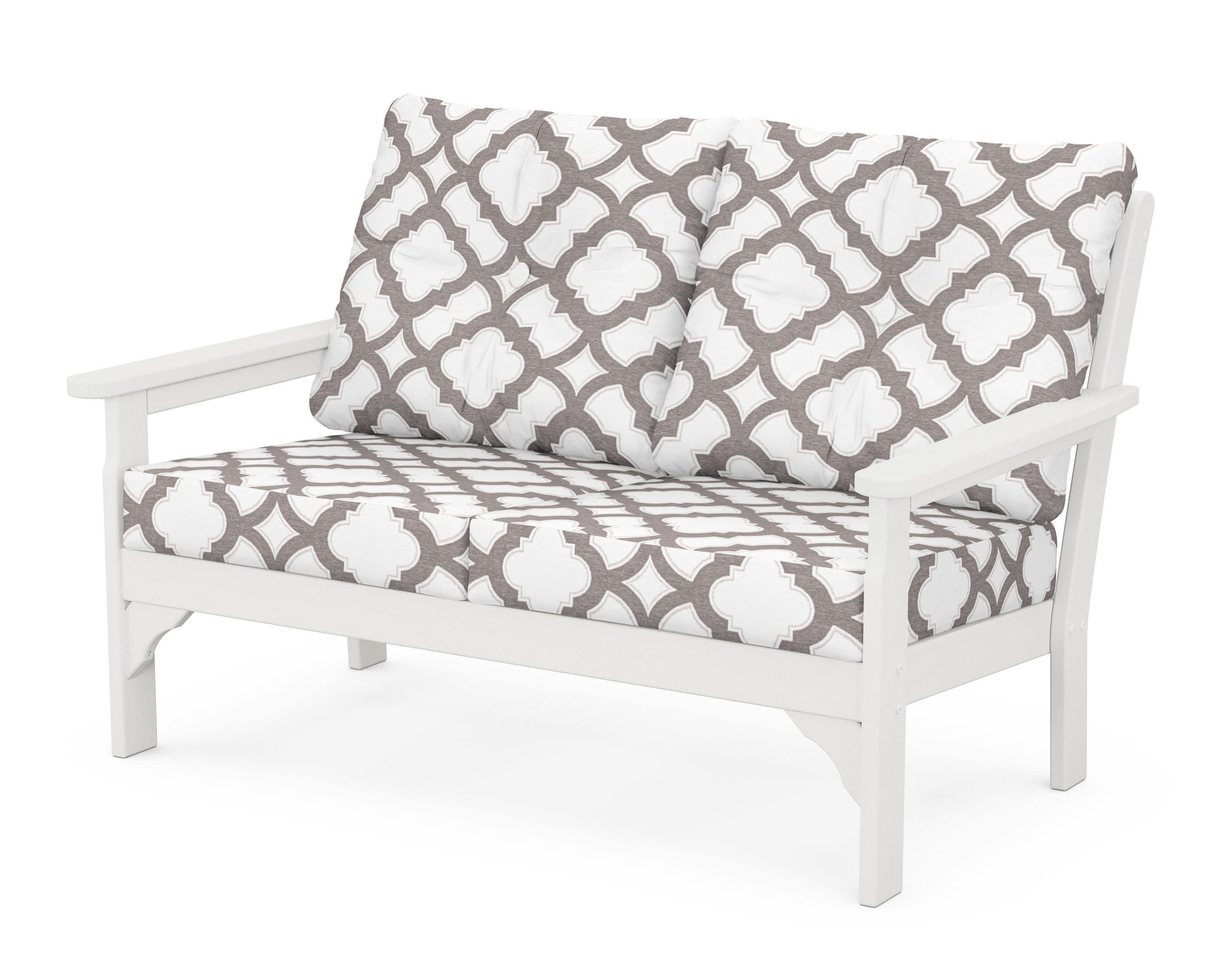 Vineyard Deep Seating Loveseat in Vintage White / Trellis Grey Mist