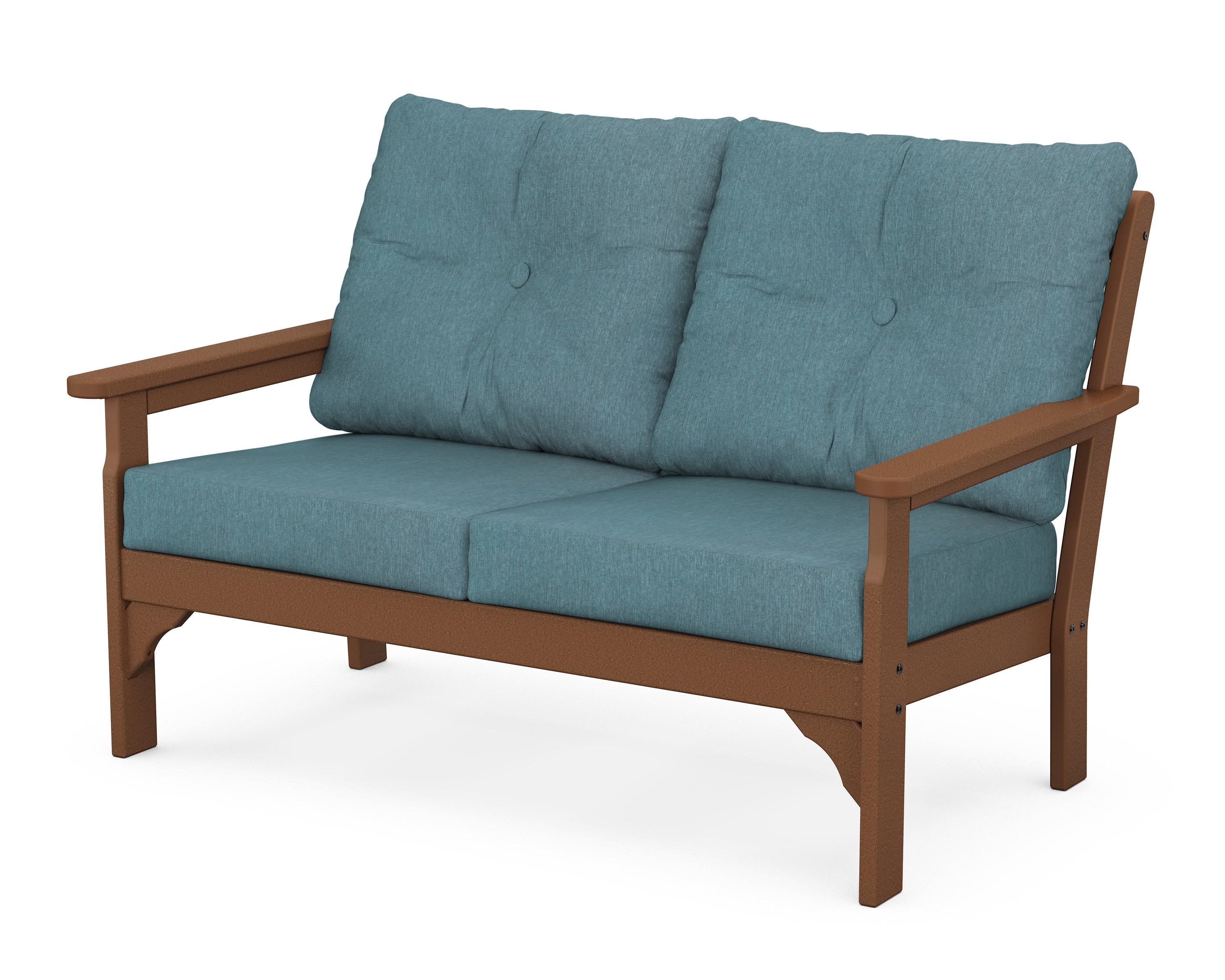 Vineyard Deep Seating Loveseat in Teak / Ocean Teal