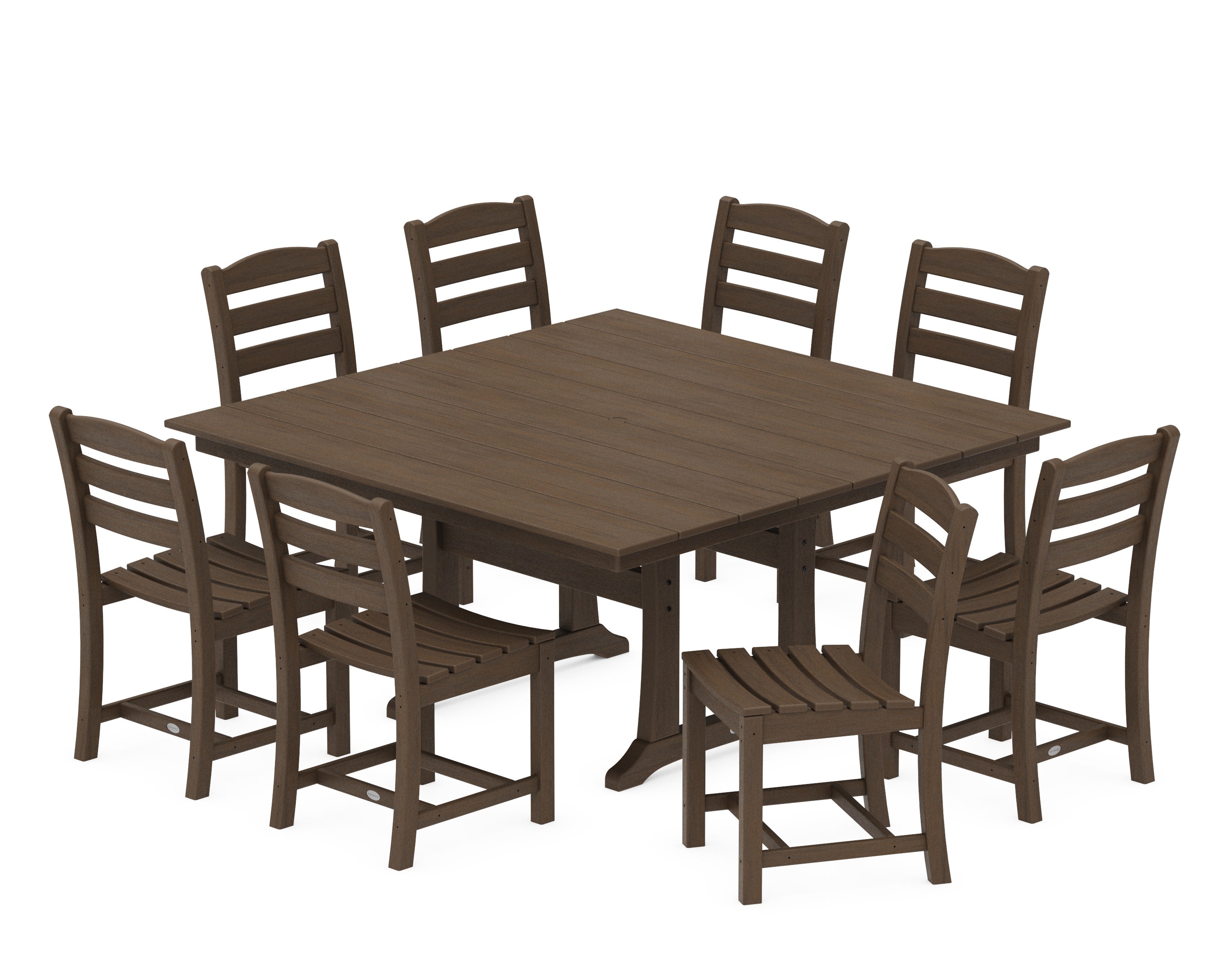 La Casa Caf 9-Piece Farmhouse Trestle Dining Set in Kona