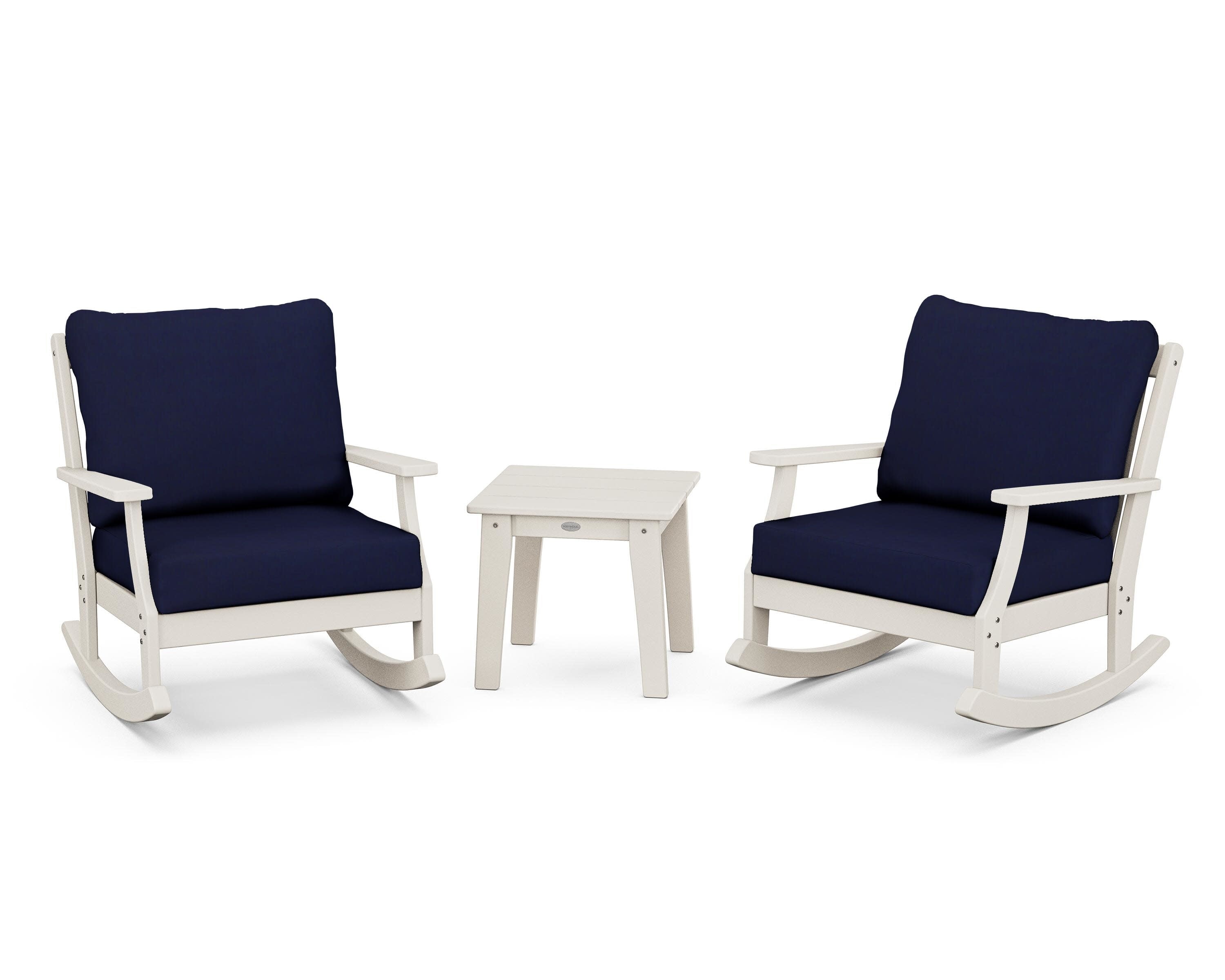 Braxton 3-Piece Deep Seating Rocker Set in Sand / Navy
