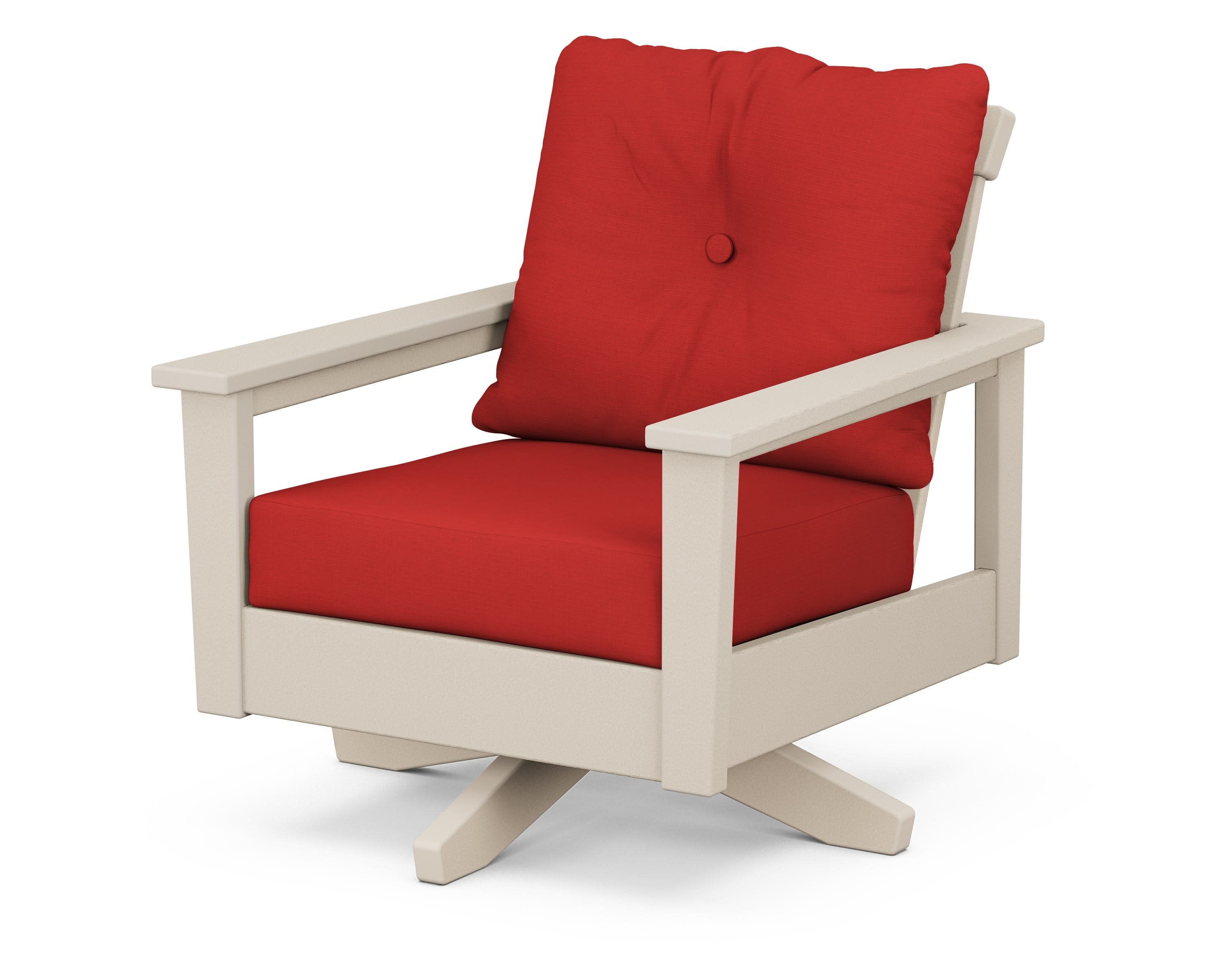 Prescott Deep Seating Swivel Chair in Sand / Crimson Linen
