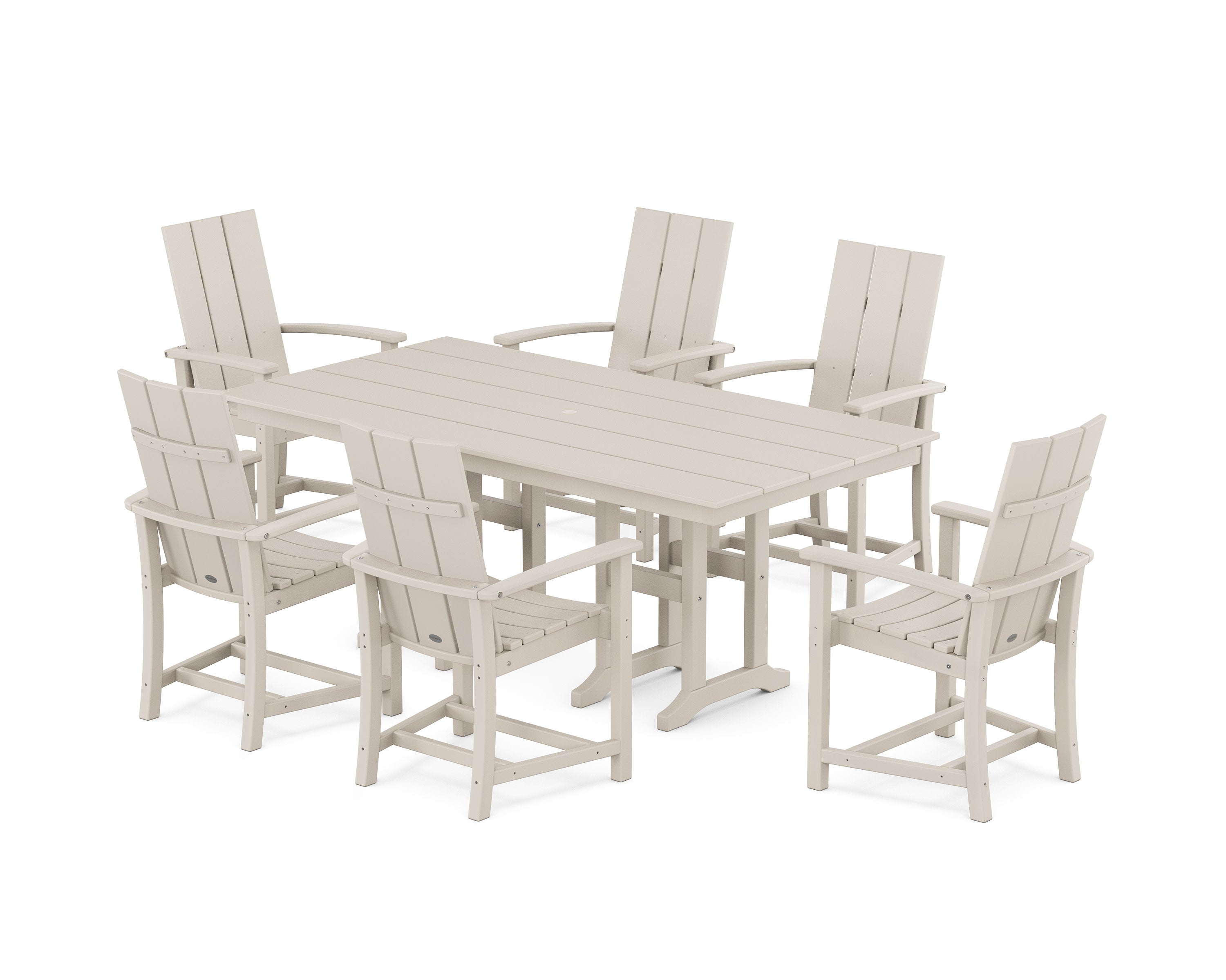 Modern Adirondack 7-Piece Farmhouse Dining Set in Sand