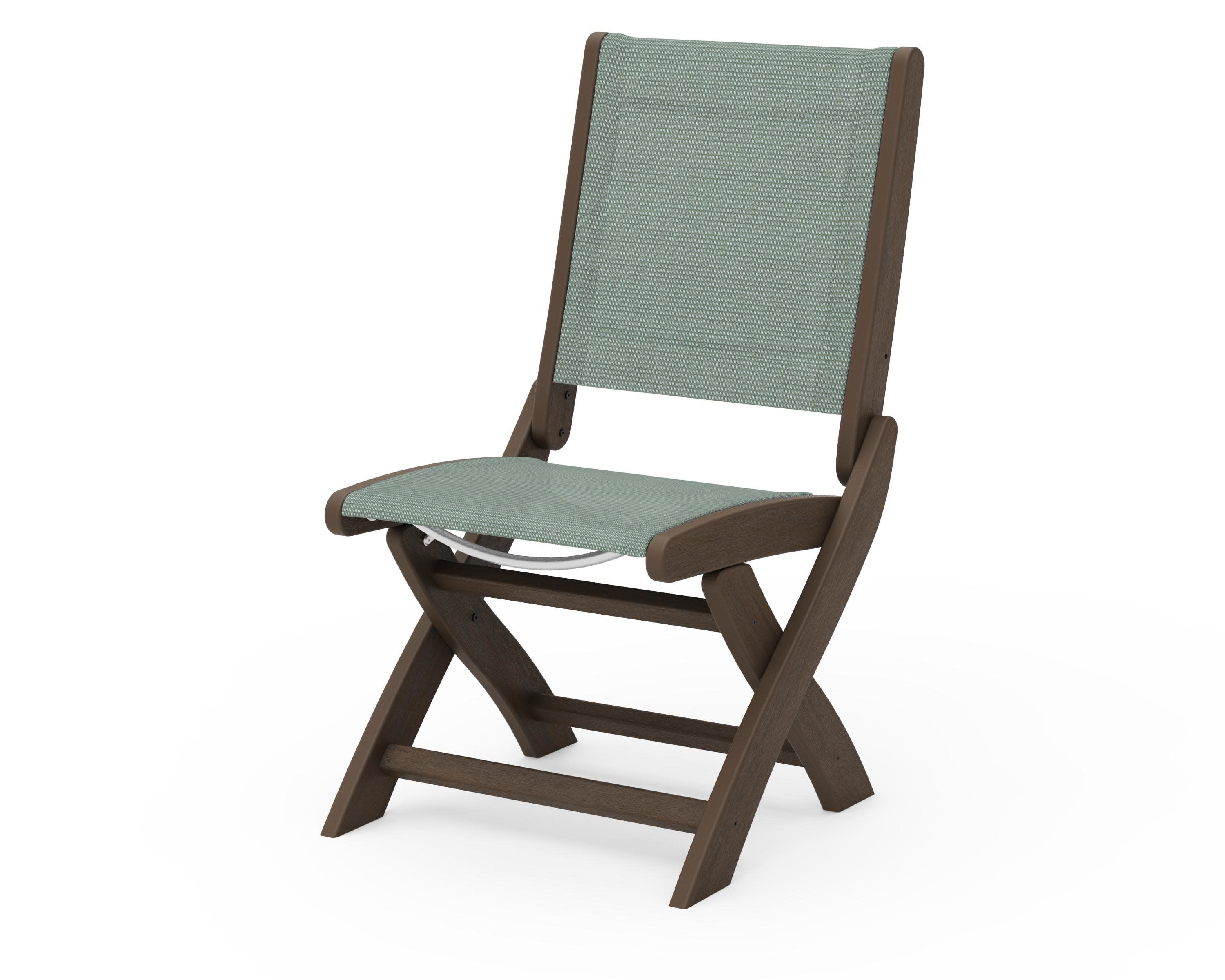 Coastal Folding Side Chair in Kona / Dupioni Sea Mist Sling