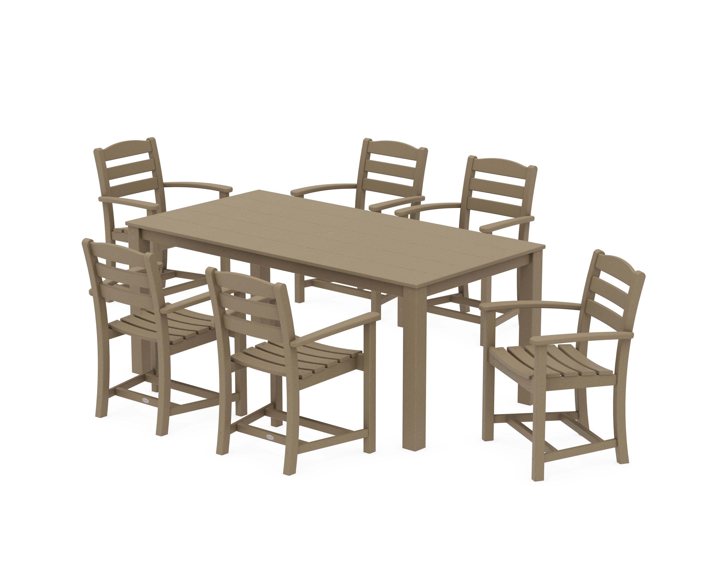 La Casa Cafe' Arm Chair 7-Piece Parsons Dining Set in Vintage Sahara