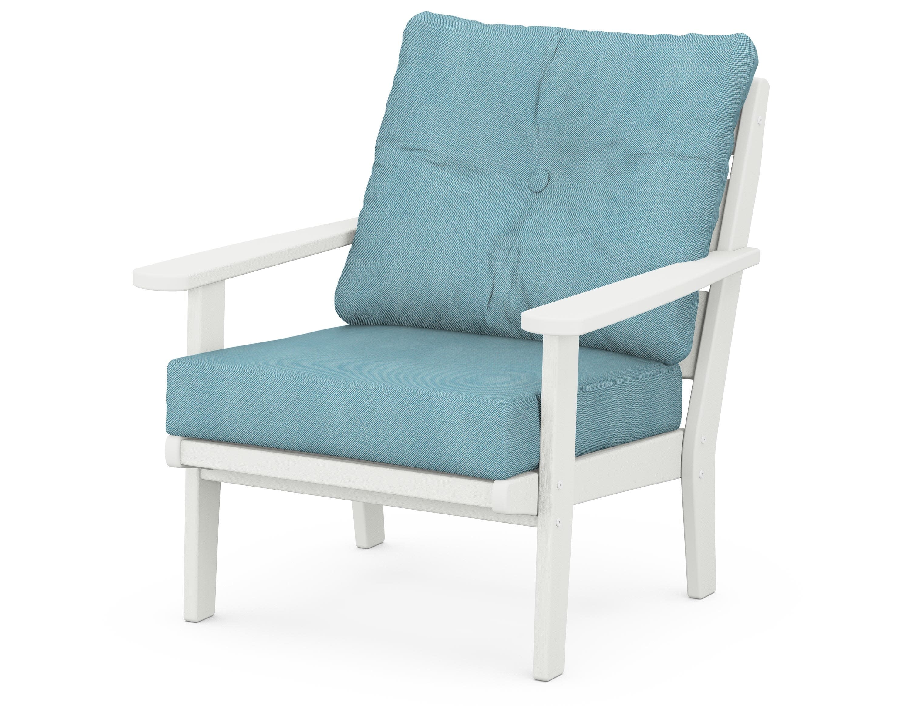Lakeside Deep Seating Chair in Vintage White / Lattice Sky Blue