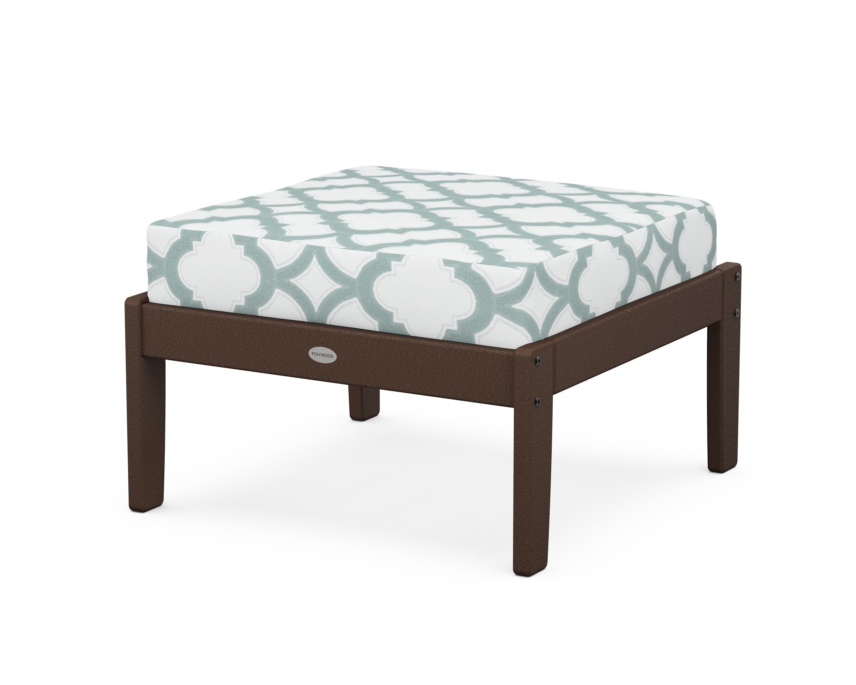 Braxton Deep Seating Ottoman in Mahogany / Trellis Glacier Spa