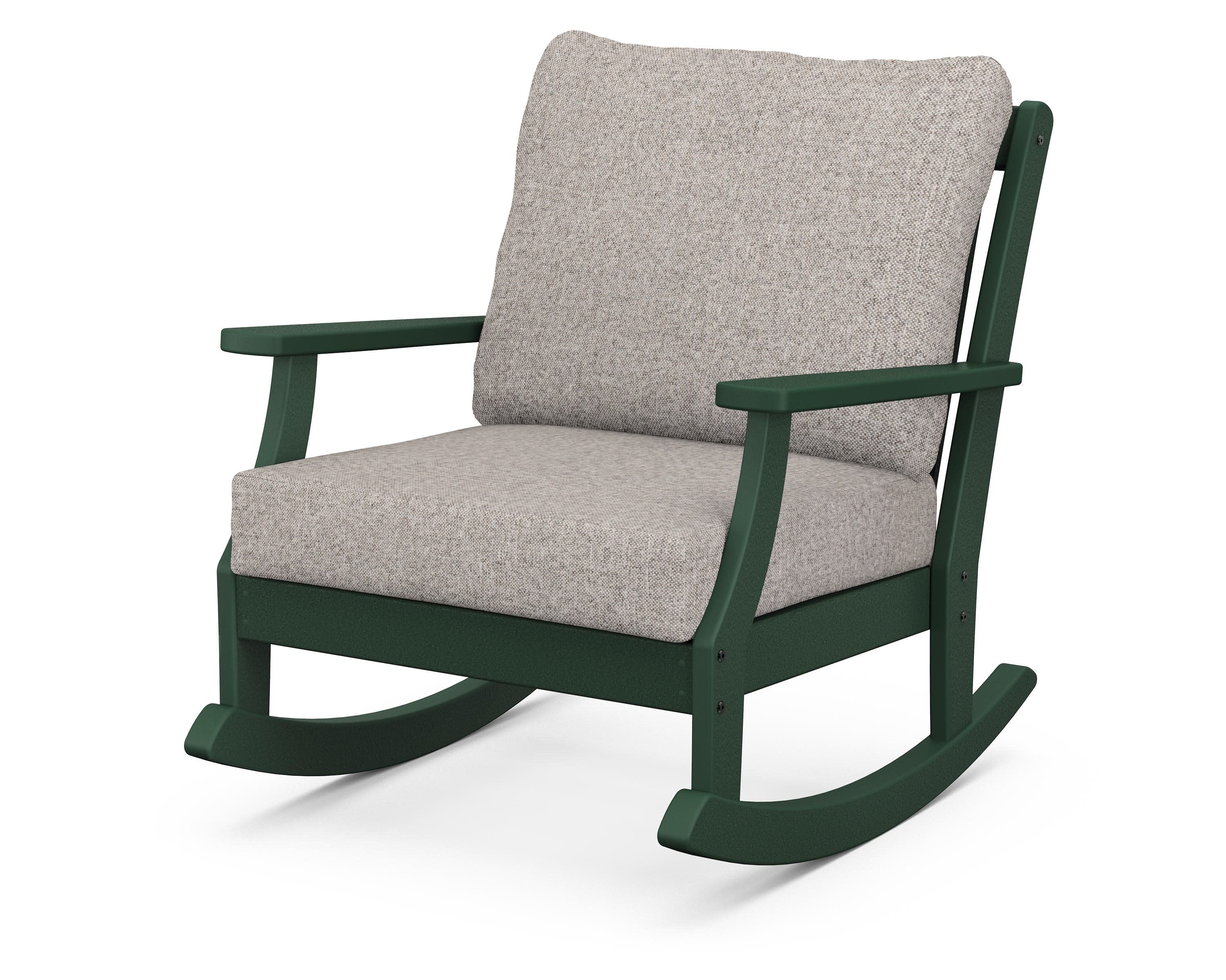 Braxton Deep Seating Rocking Chair in Green / Weathered Tweed