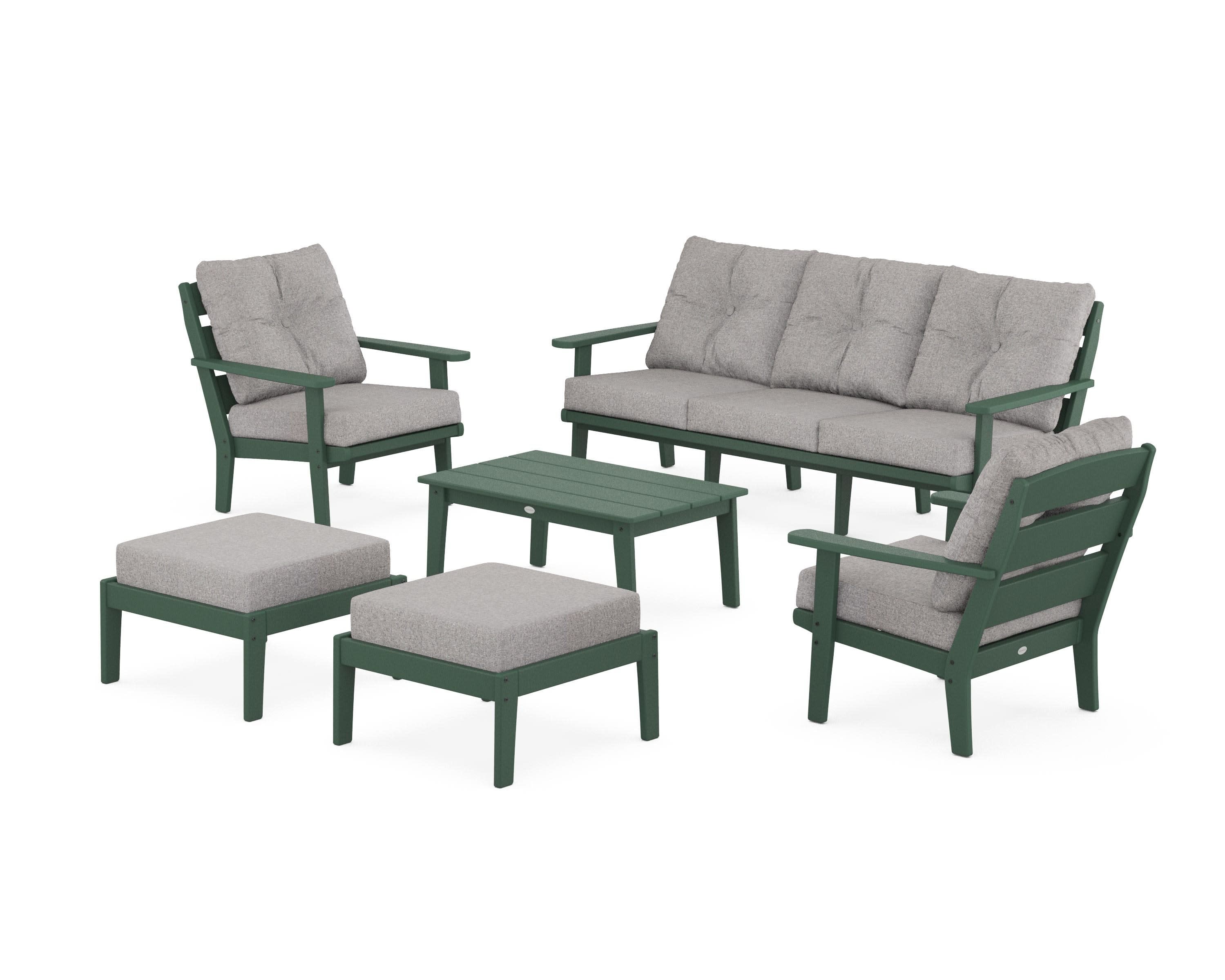 Lakeside 6-Piece Lounge Sofa Set in Green / Grey Mist