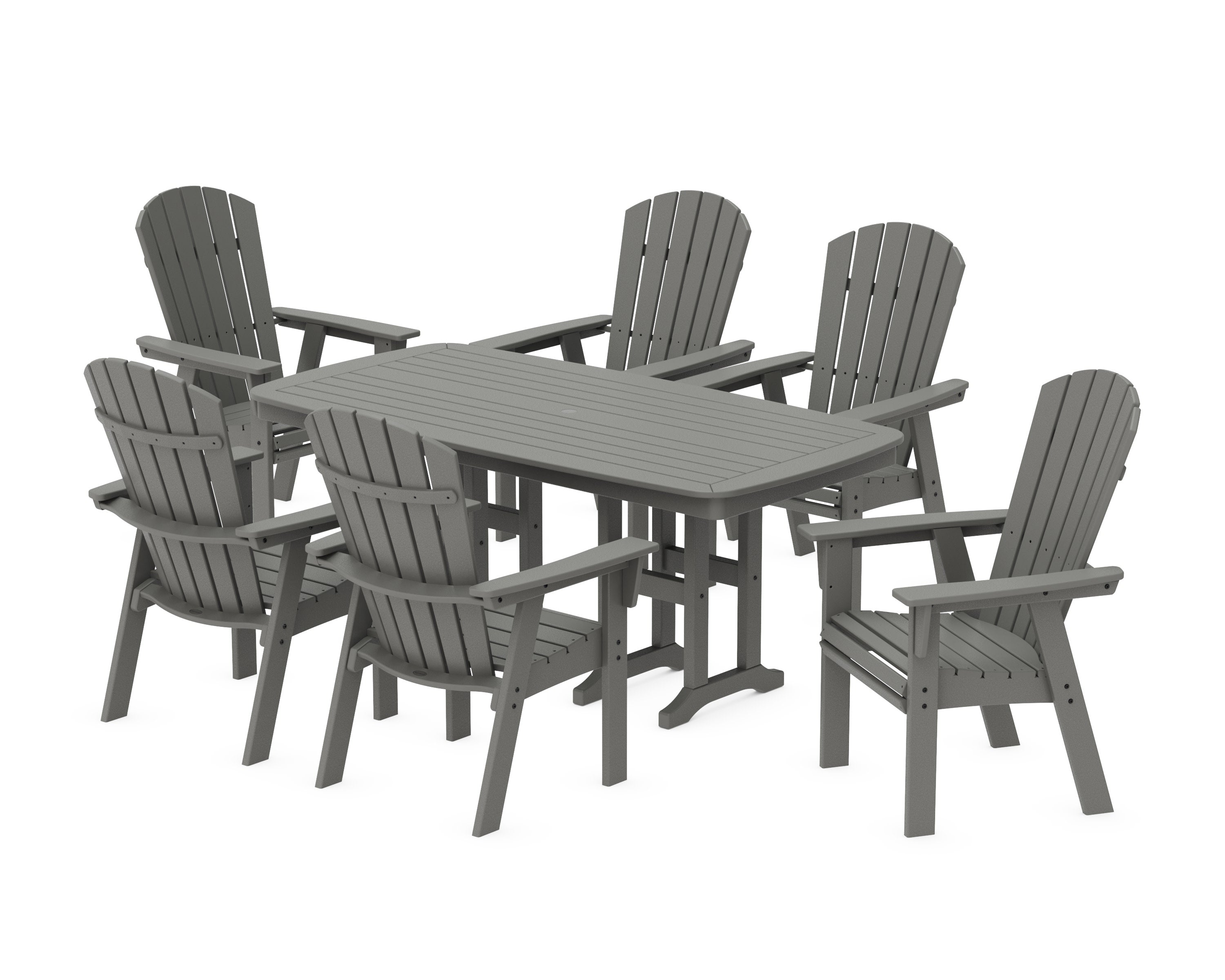 Nautical Curveback Adirondack 7-Piece Dining Set in Slate Grey