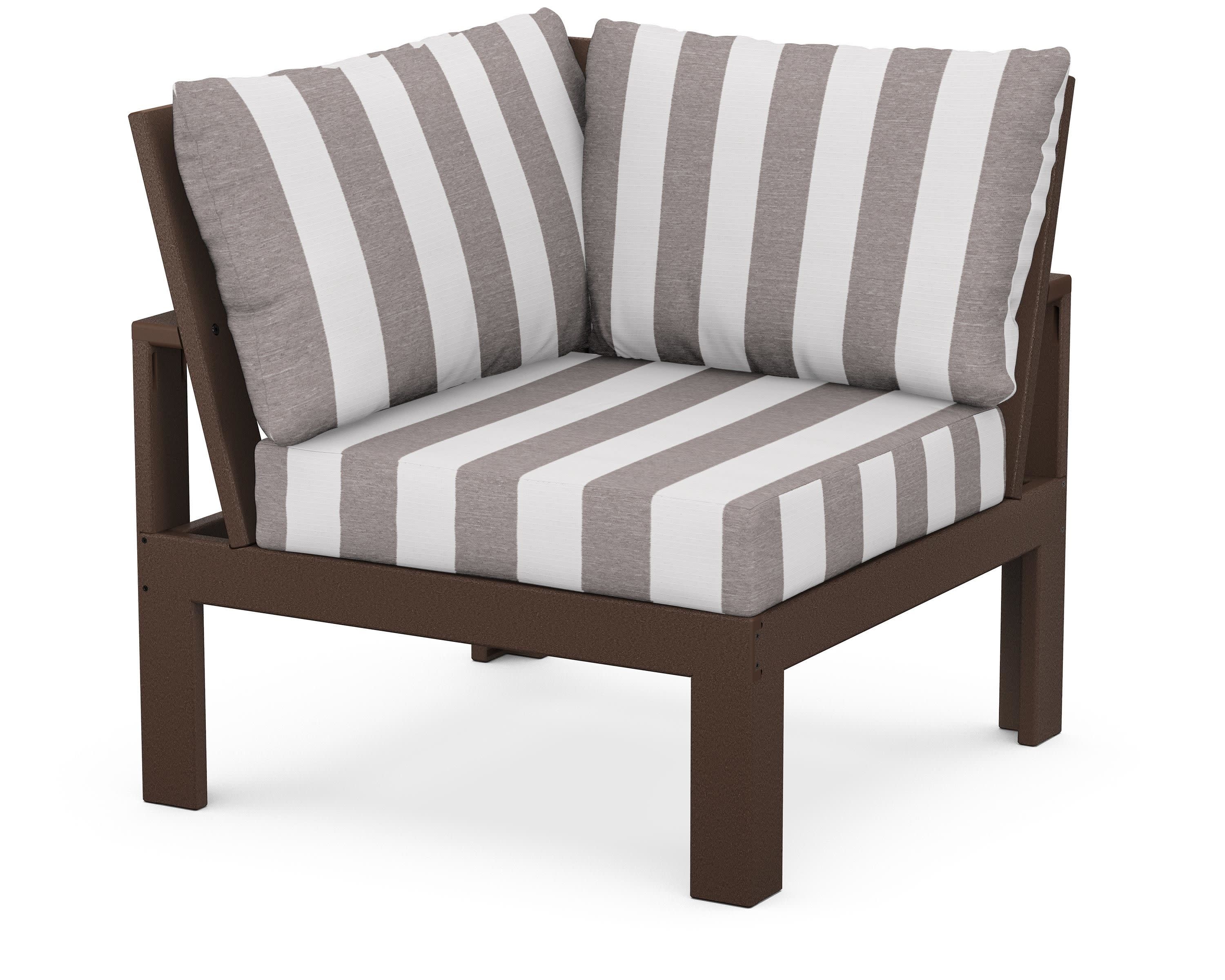 Modular Corner Chair in Mahogany / Cabana Stripe Grey Mist