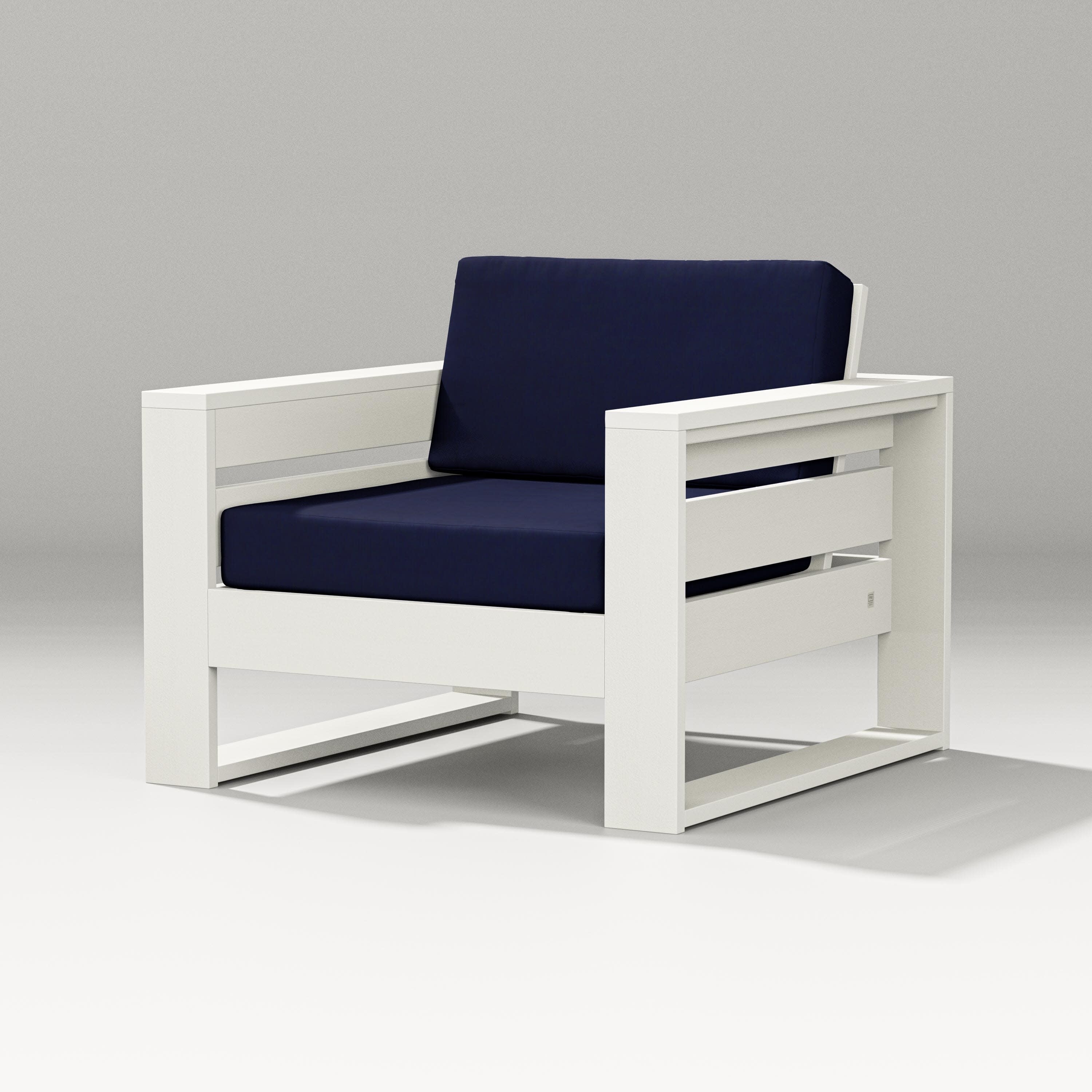 Latitude Lounge Chair in Vintage White / Navy