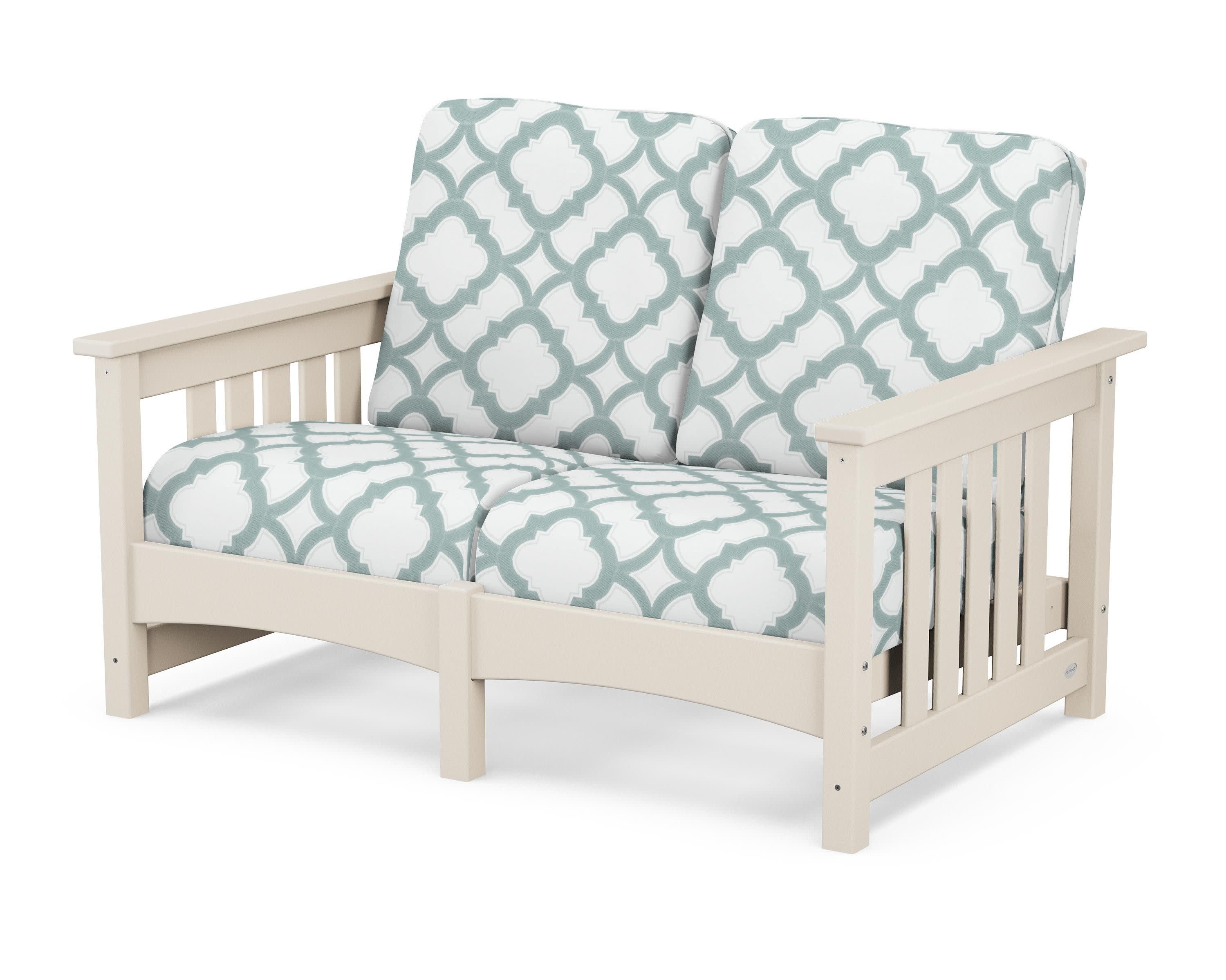 Club Mission Loveseat in Sand / Trellis Glacier Spa