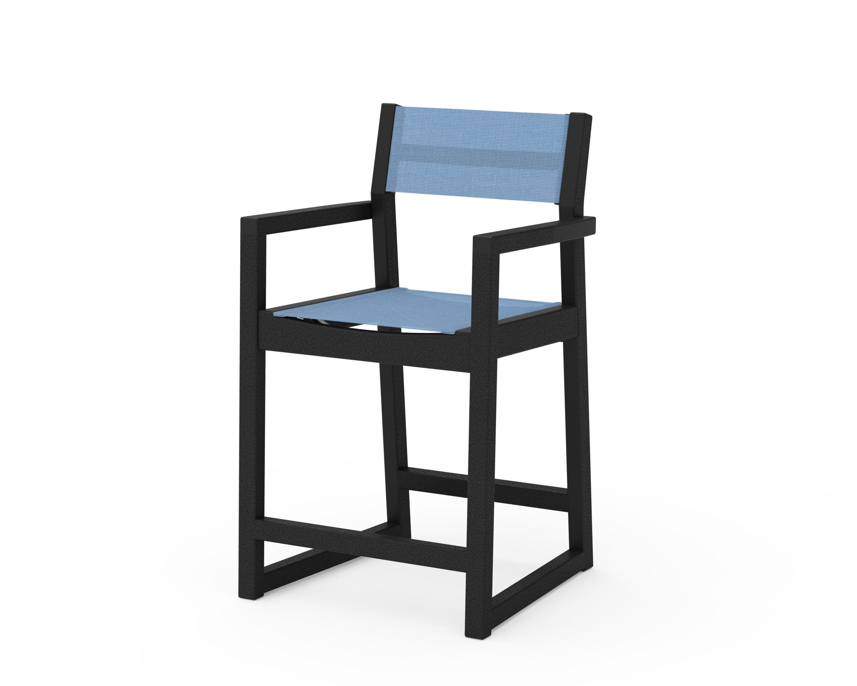 EDGE Sling Counter Arm Chair in Black / Poolside Sling
