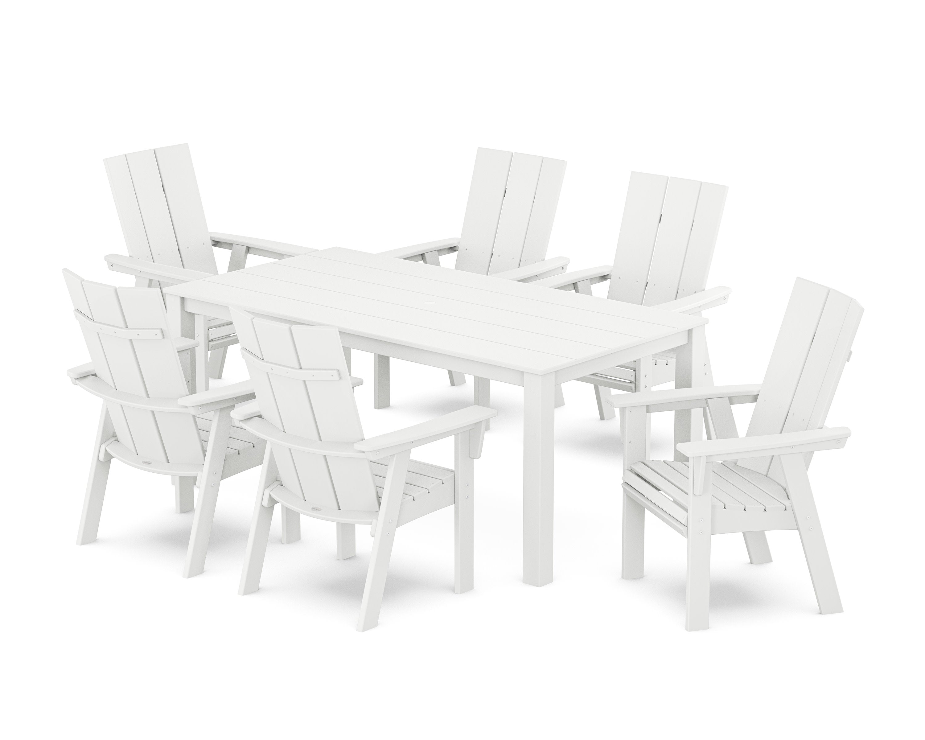 Modern Curveback Adirondack 7-Piece Parsons Dining Set in White