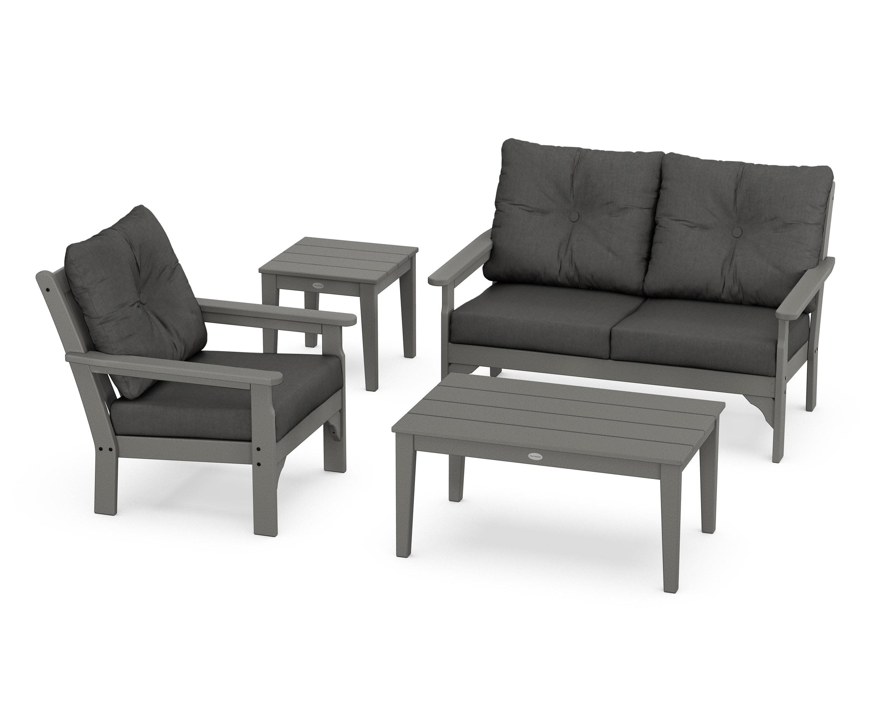 Vineyard 4-Piece Deep Seating Set in Slate Grey / Spectrum Carbon