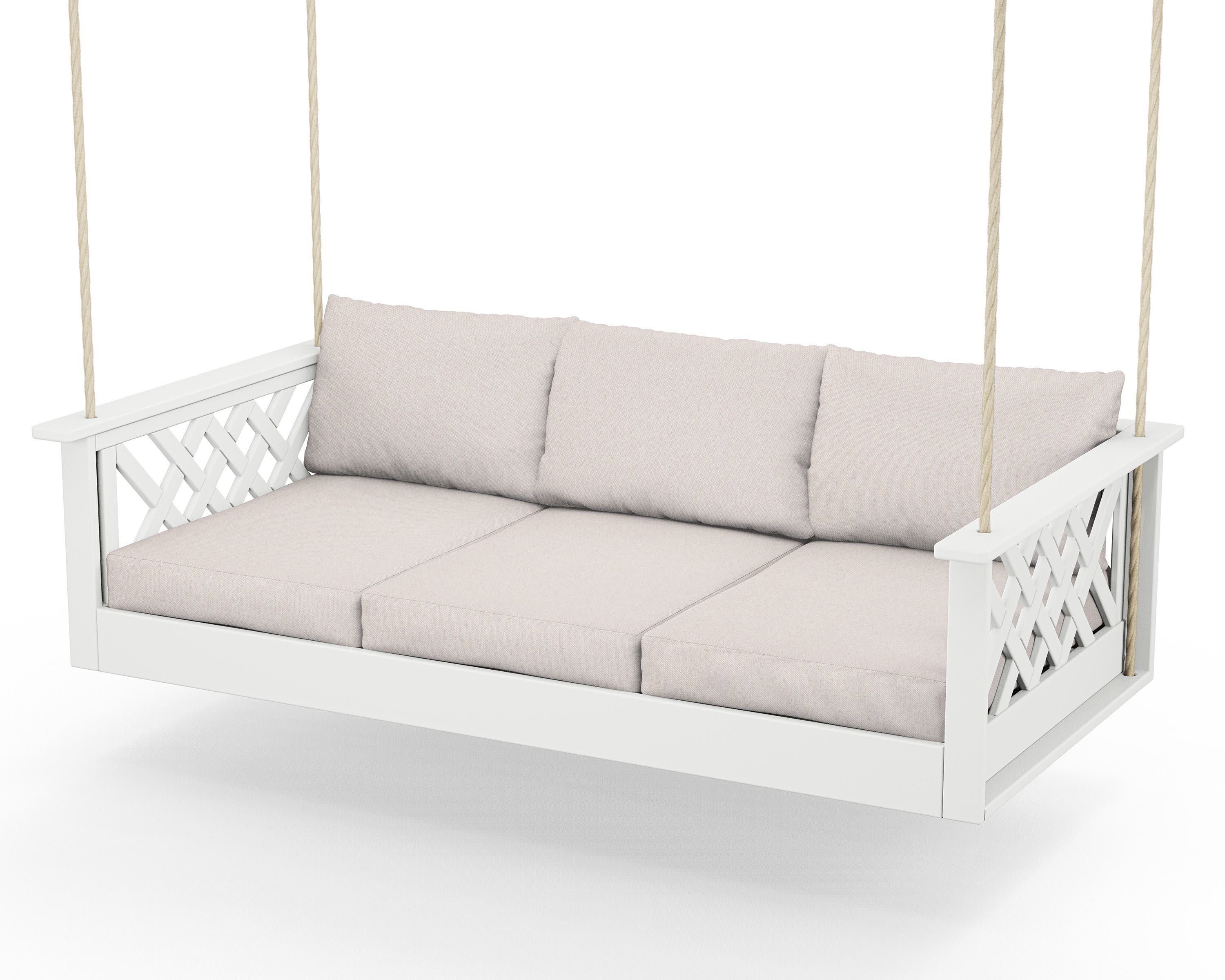 Wovendale Daybed Swing in White / Dune Burlap