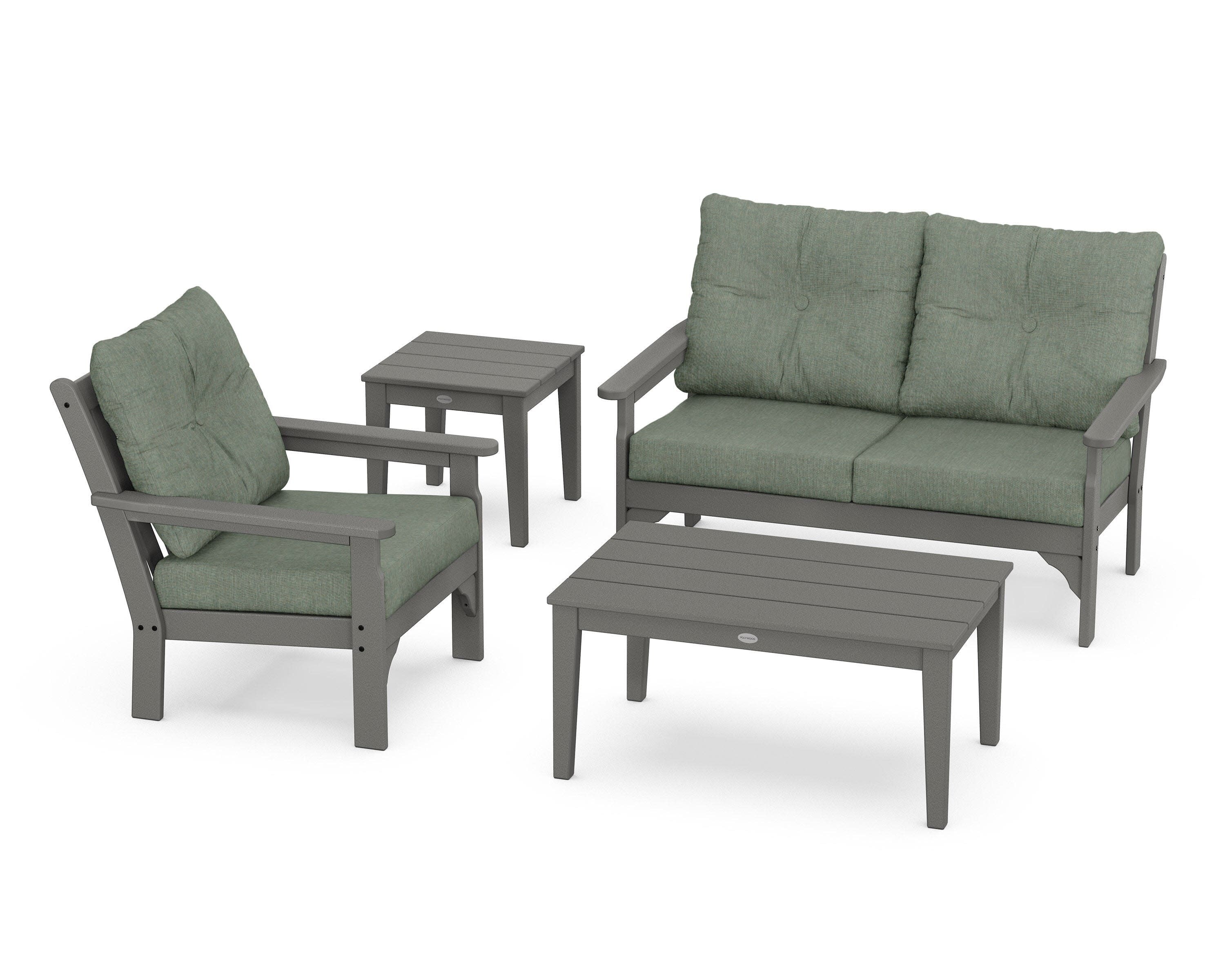 Vineyard 4-Piece Deep Seating Set in Slate Grey / Cast Sage