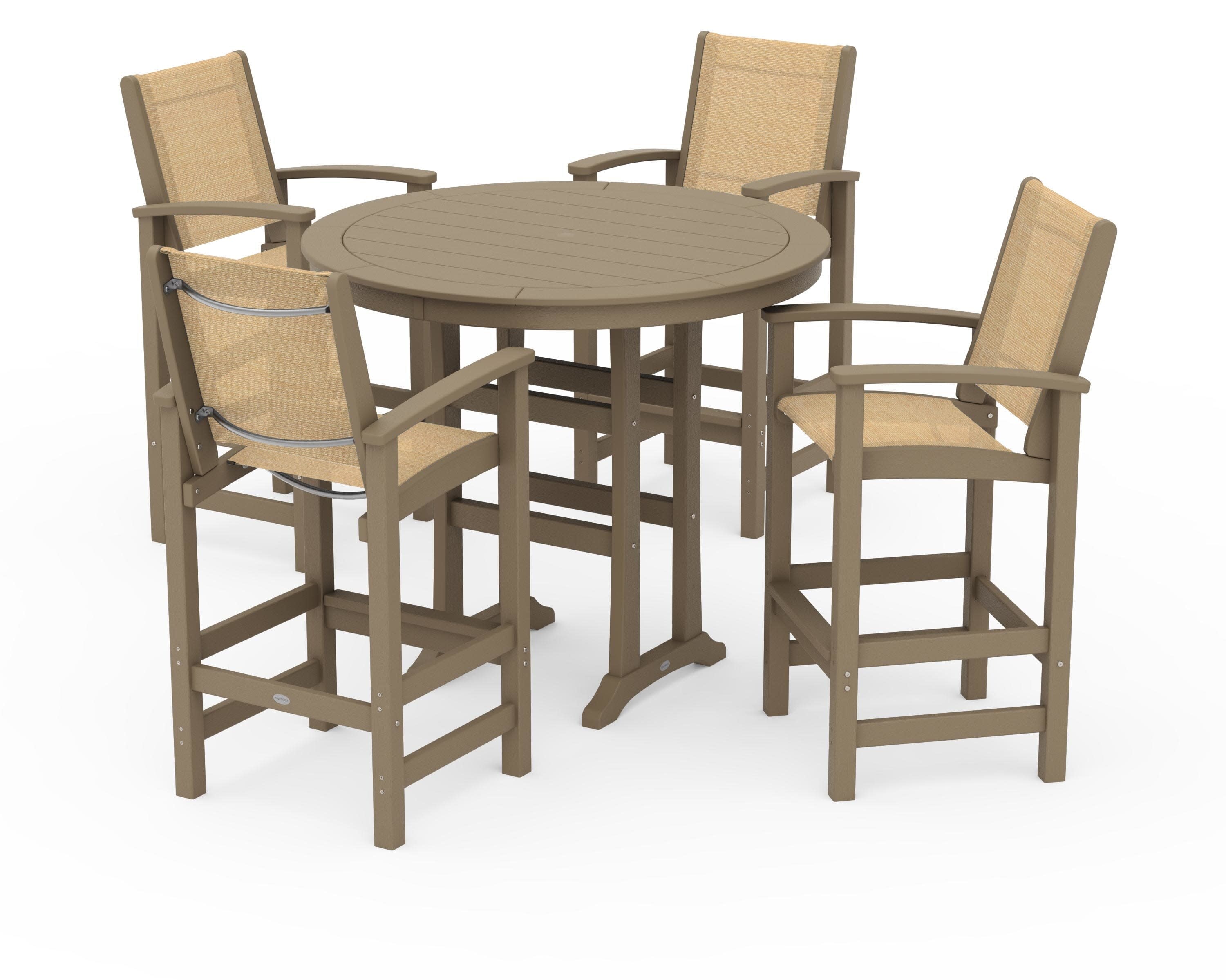Coastal 5-Piece Nautical Trestle Bar Set in Vintage Sahara / Dupioni Apricot Sling