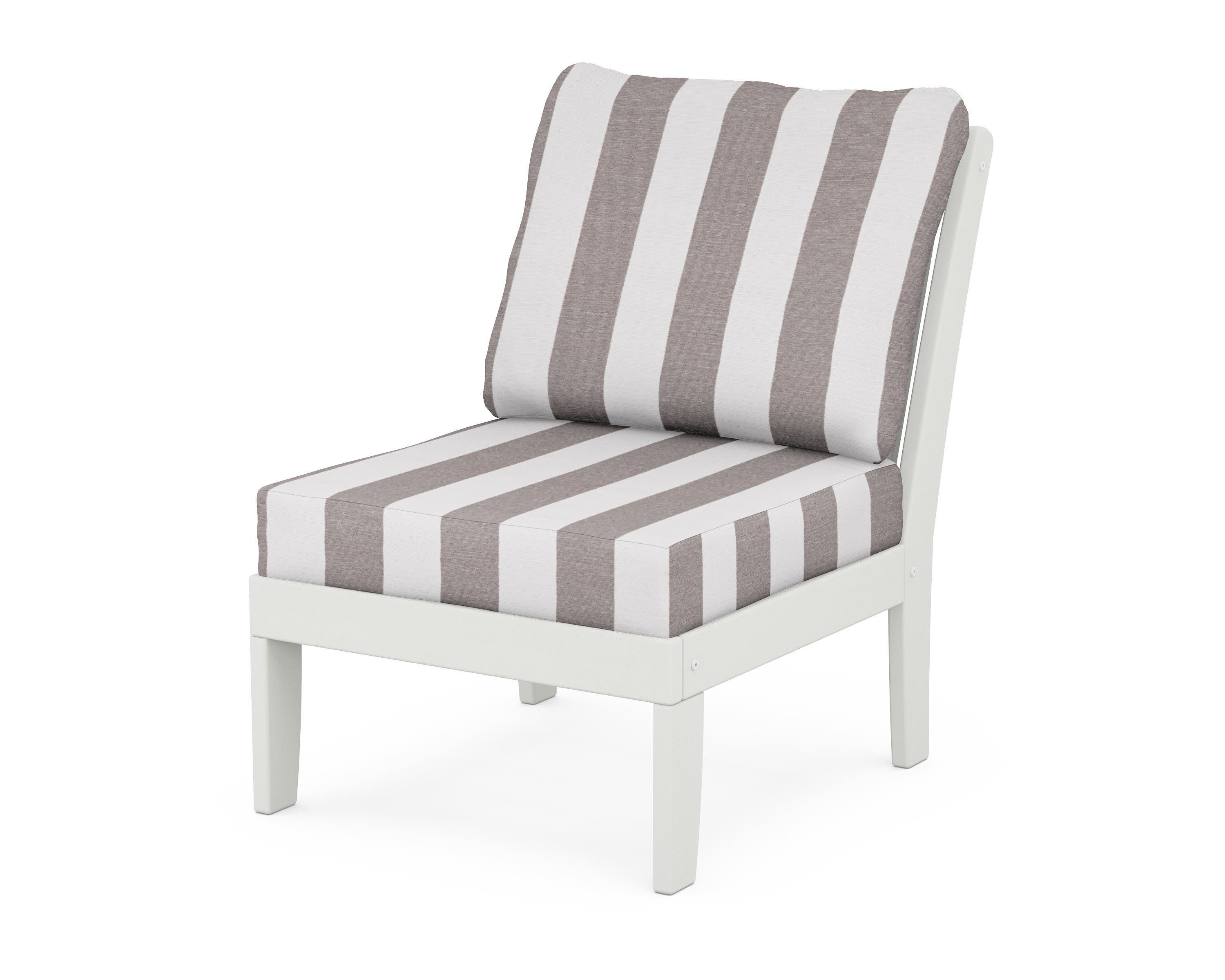 Braxton Modular Armless Chair in Vintage White / Cabana Stripe Grey Mist