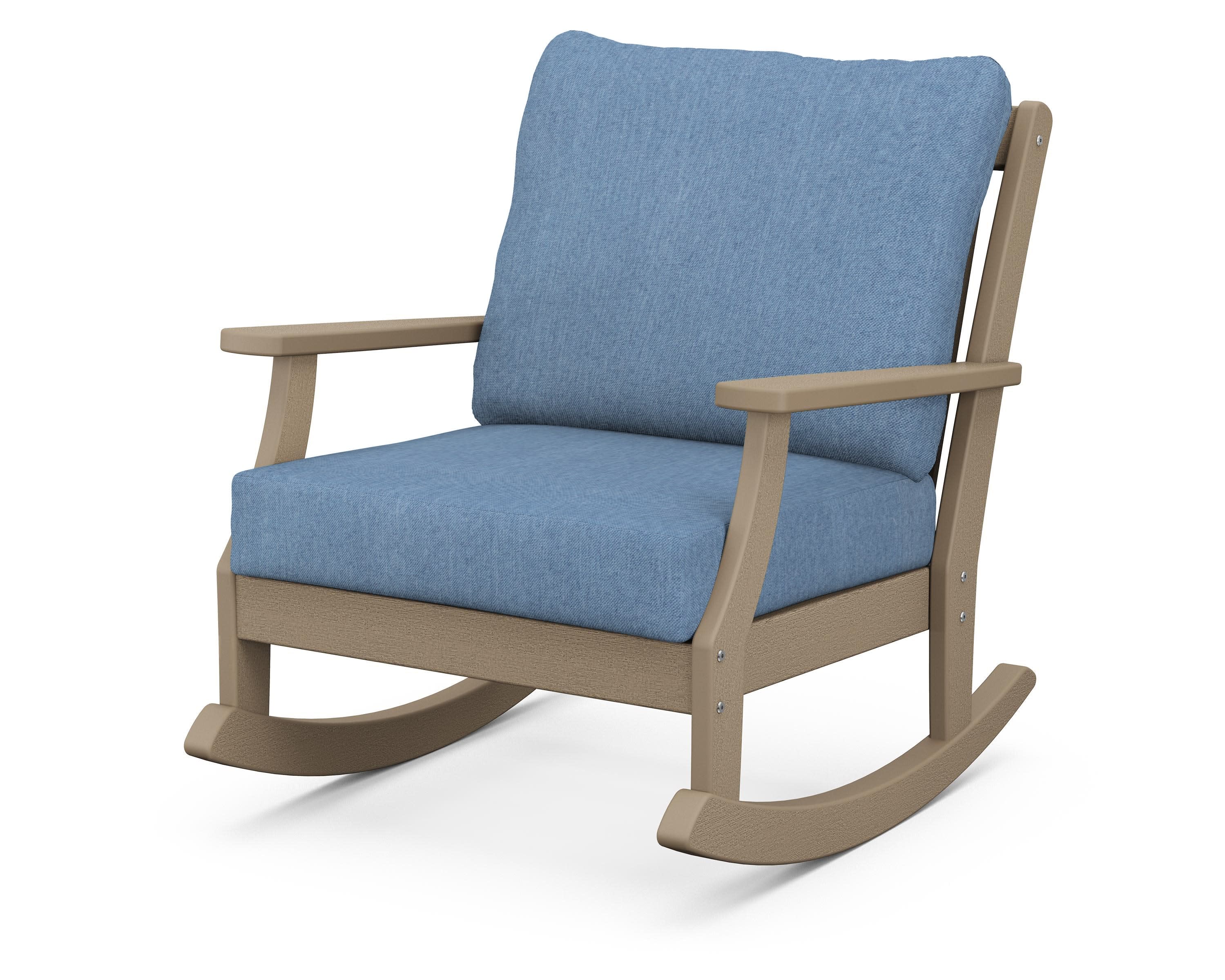 Braxton Deep Seating Rocking Chair in Vintage Sahara / Sky Blue