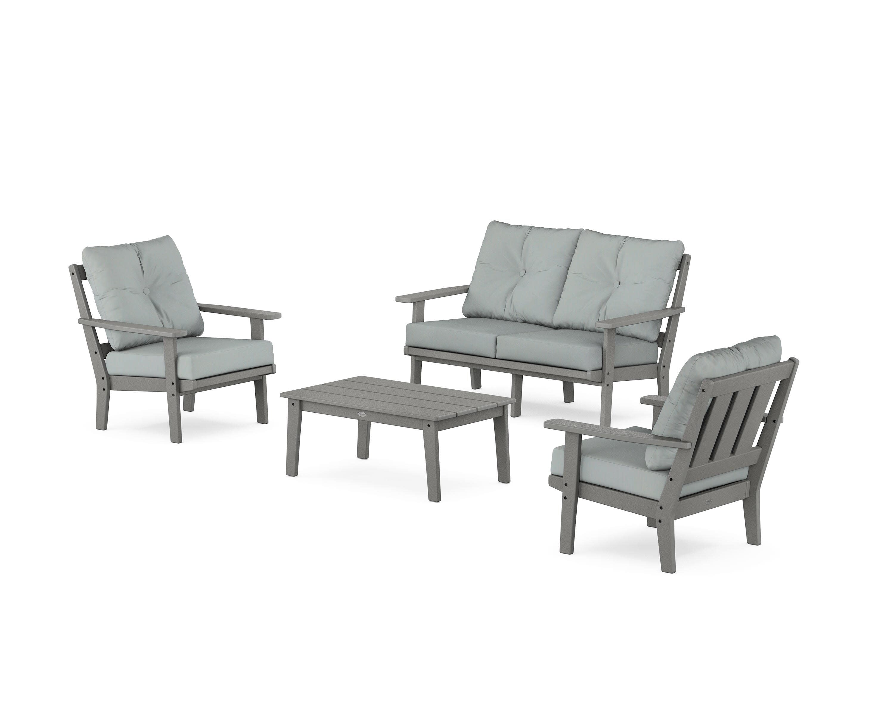 Oxford 4-Piece Deep Seating Set with Loveseat in Slate Grey / Spa