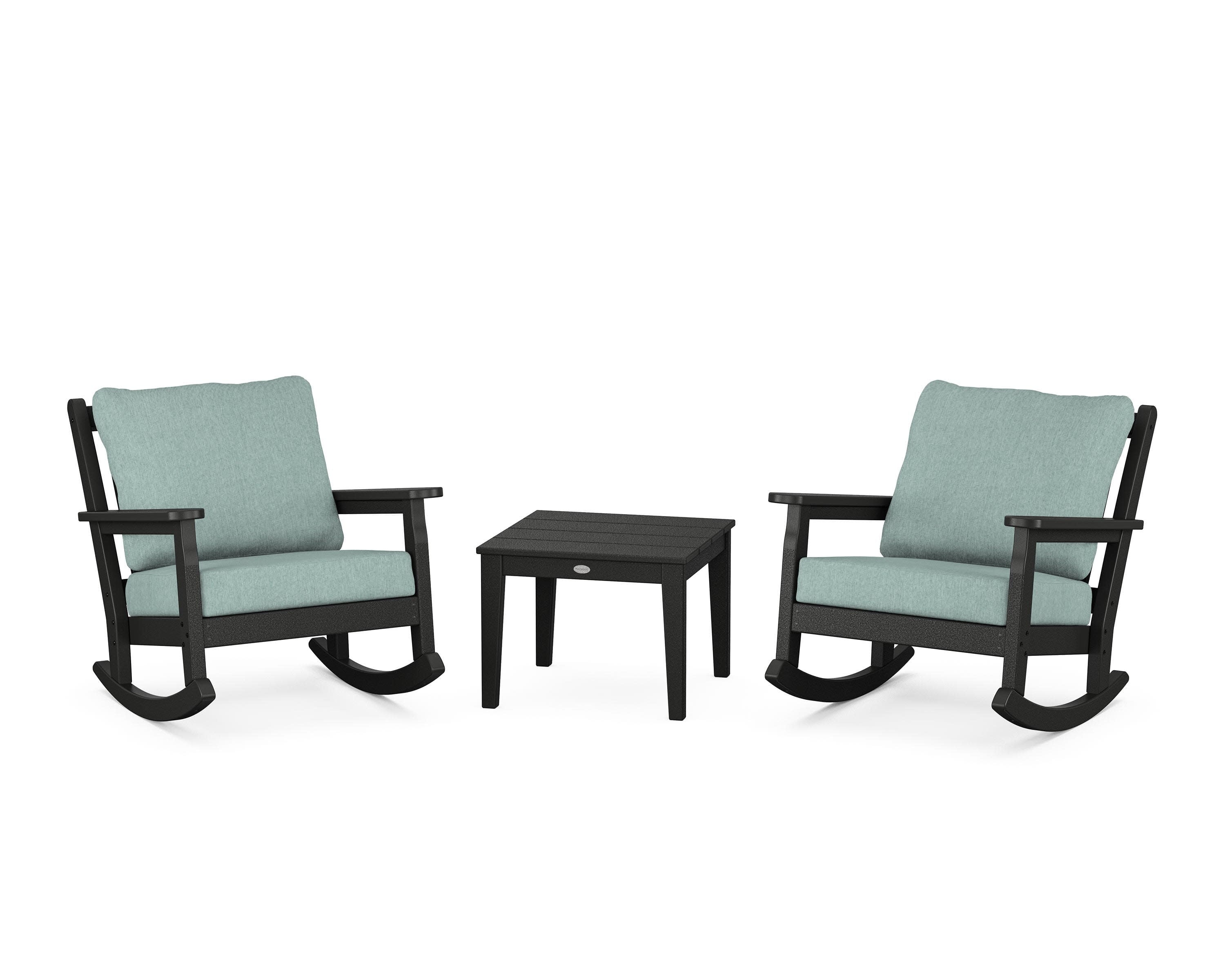Chippendale 3-Piece Deep Seating Rocker Set in Black / Glacier Spa