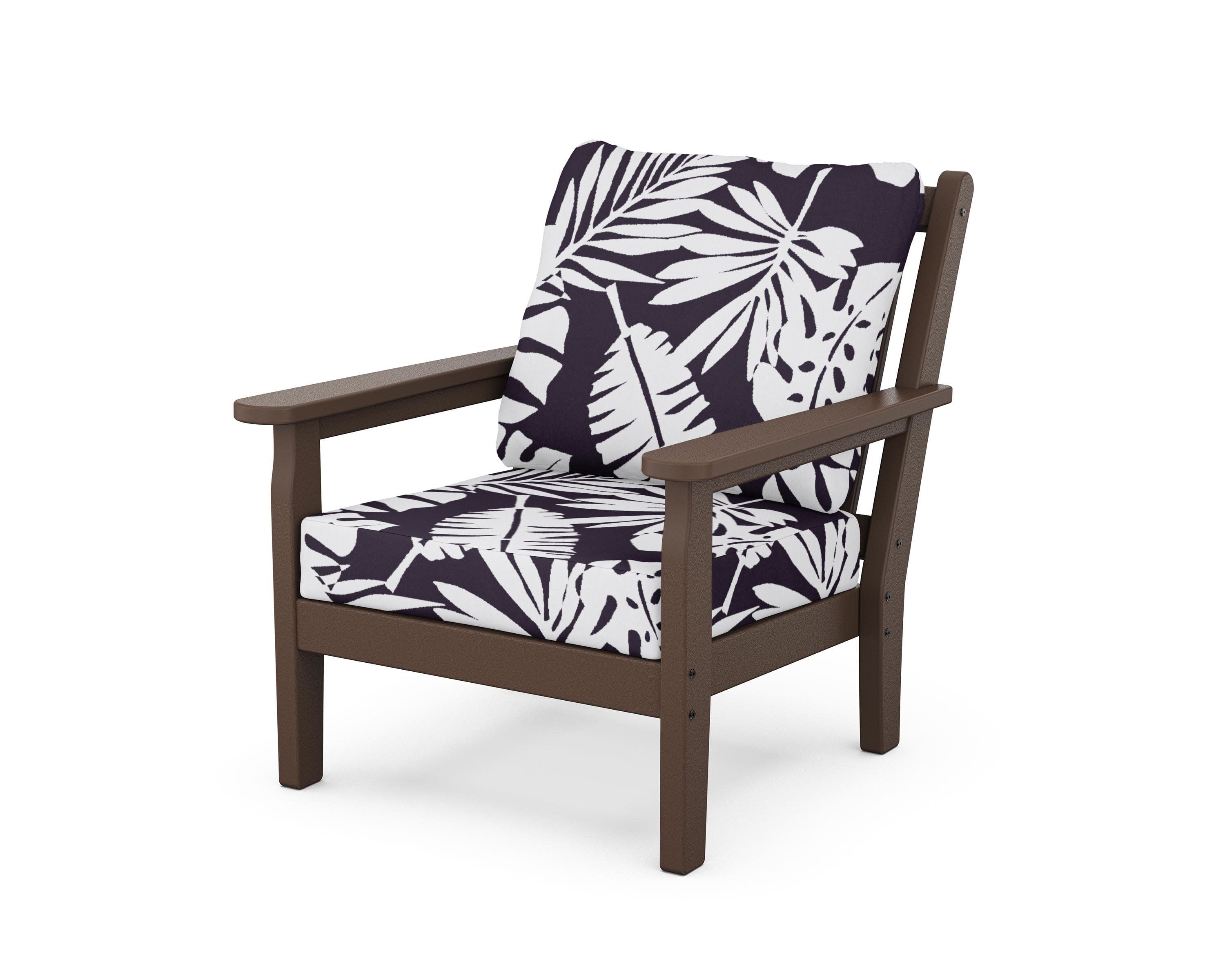 Chippendale Deep Seating Chair in Mahogany / Leaf Navy