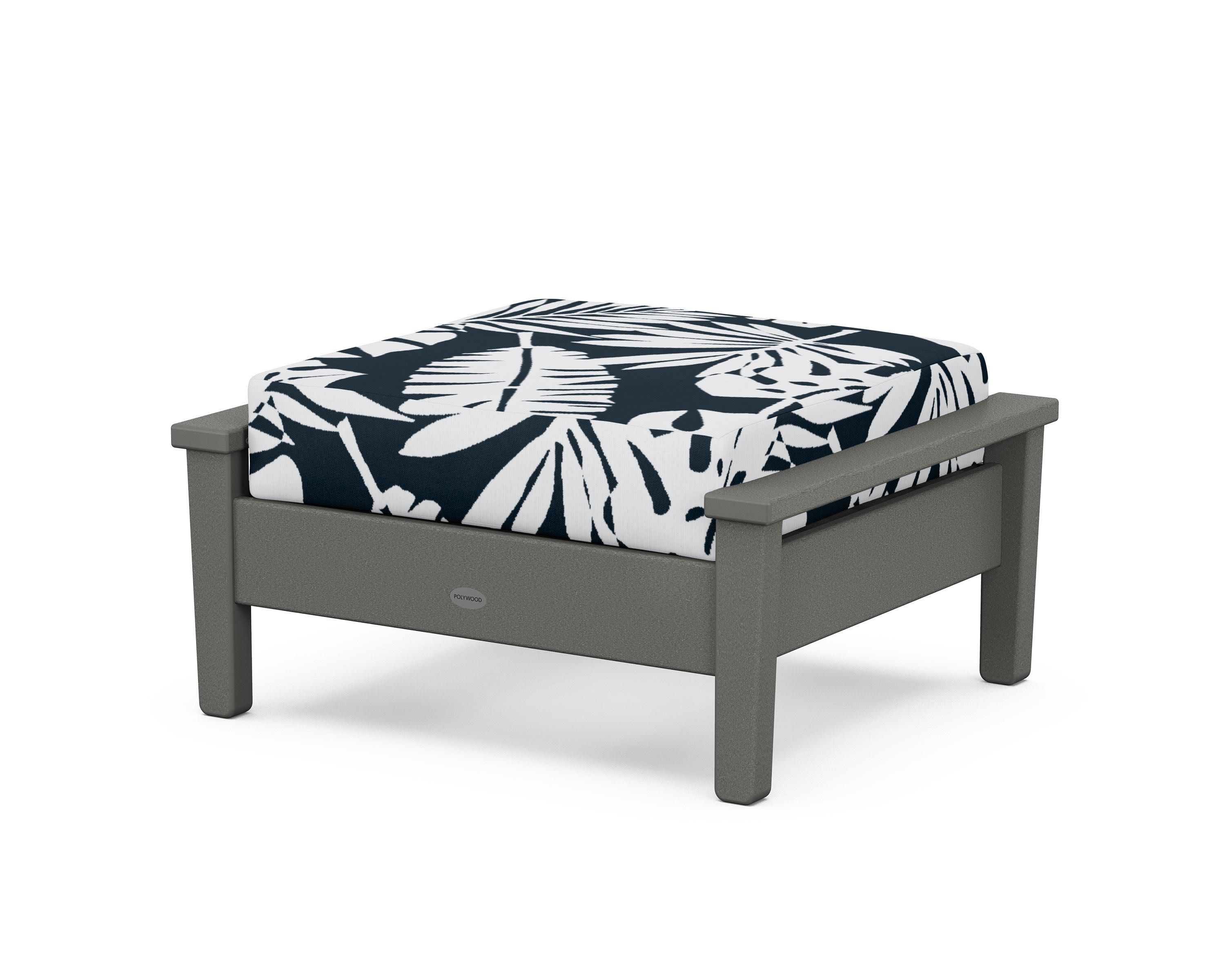 Prescott Deep Seating Ottoman in Slate Grey / Leaf Marine Indigo