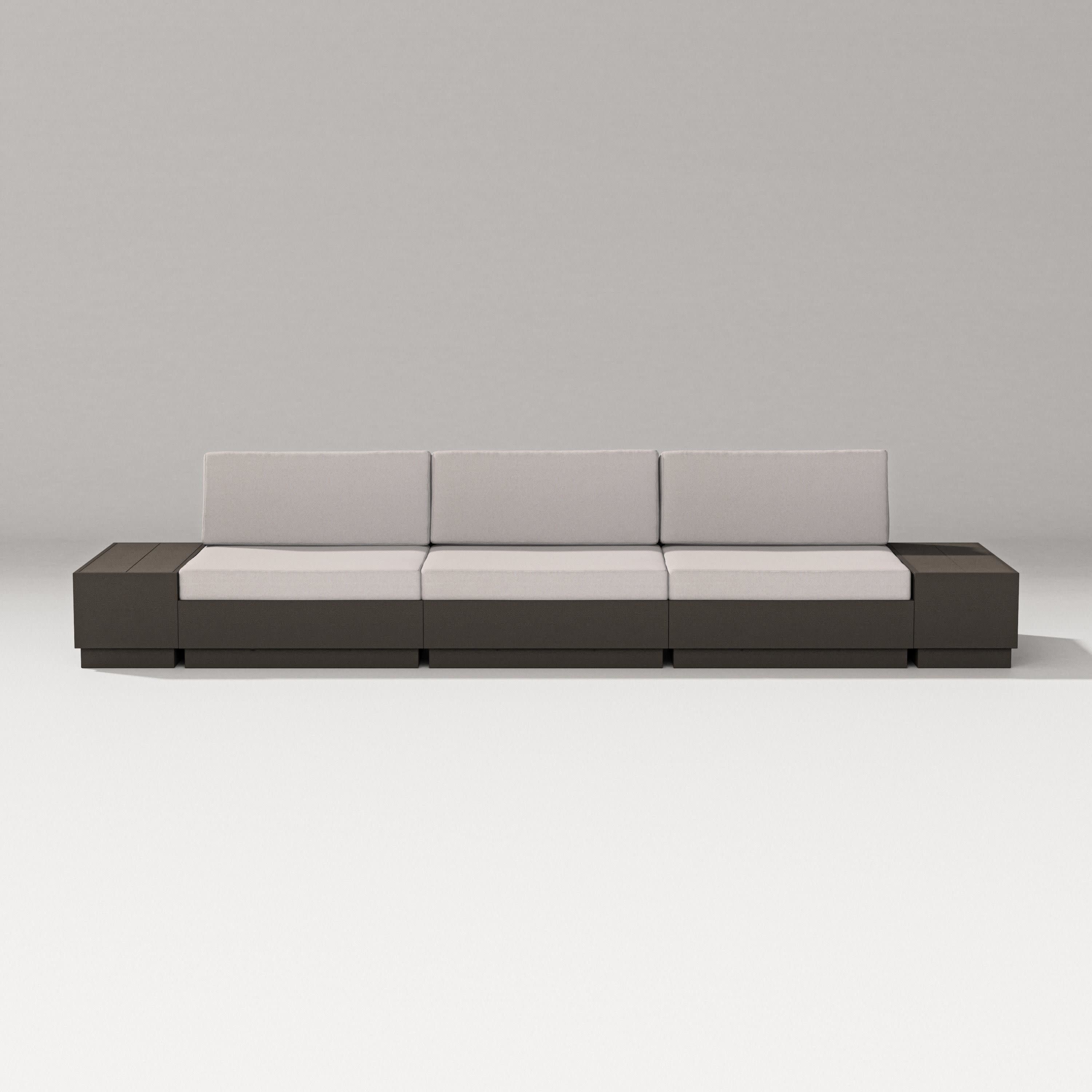 Elevate Straight Sectional in Vintage Coffee / Dune Burlap